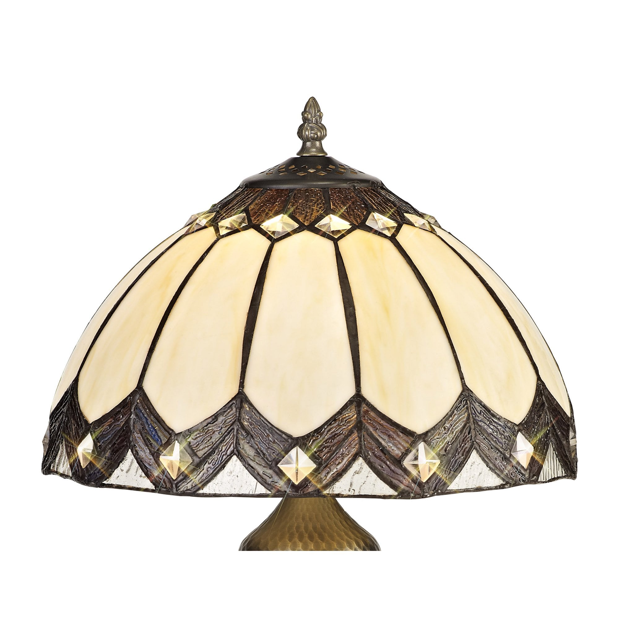 Fabula Orchard Tiffany Table Lamp - Cream & Brown Glass