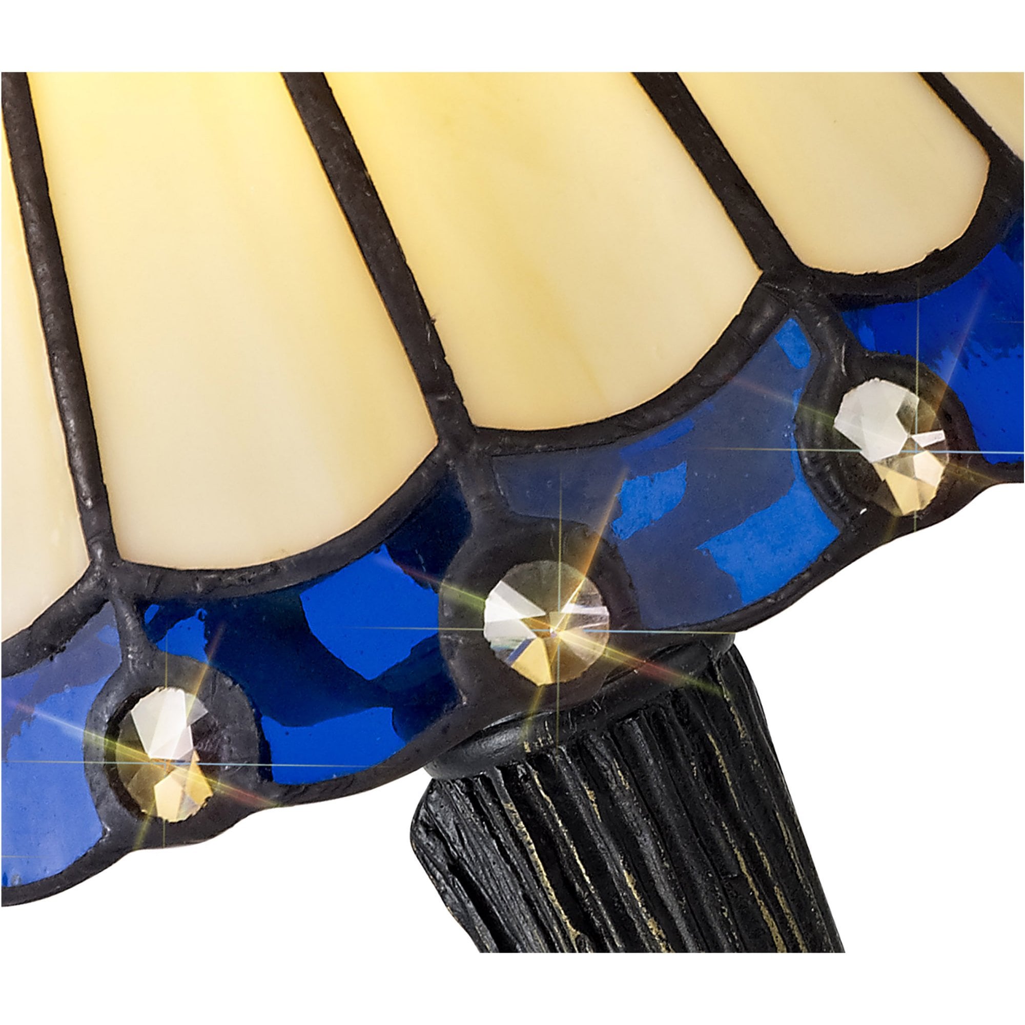 Fabula Amberley Tiffany Table Lamp - Blue & Cream