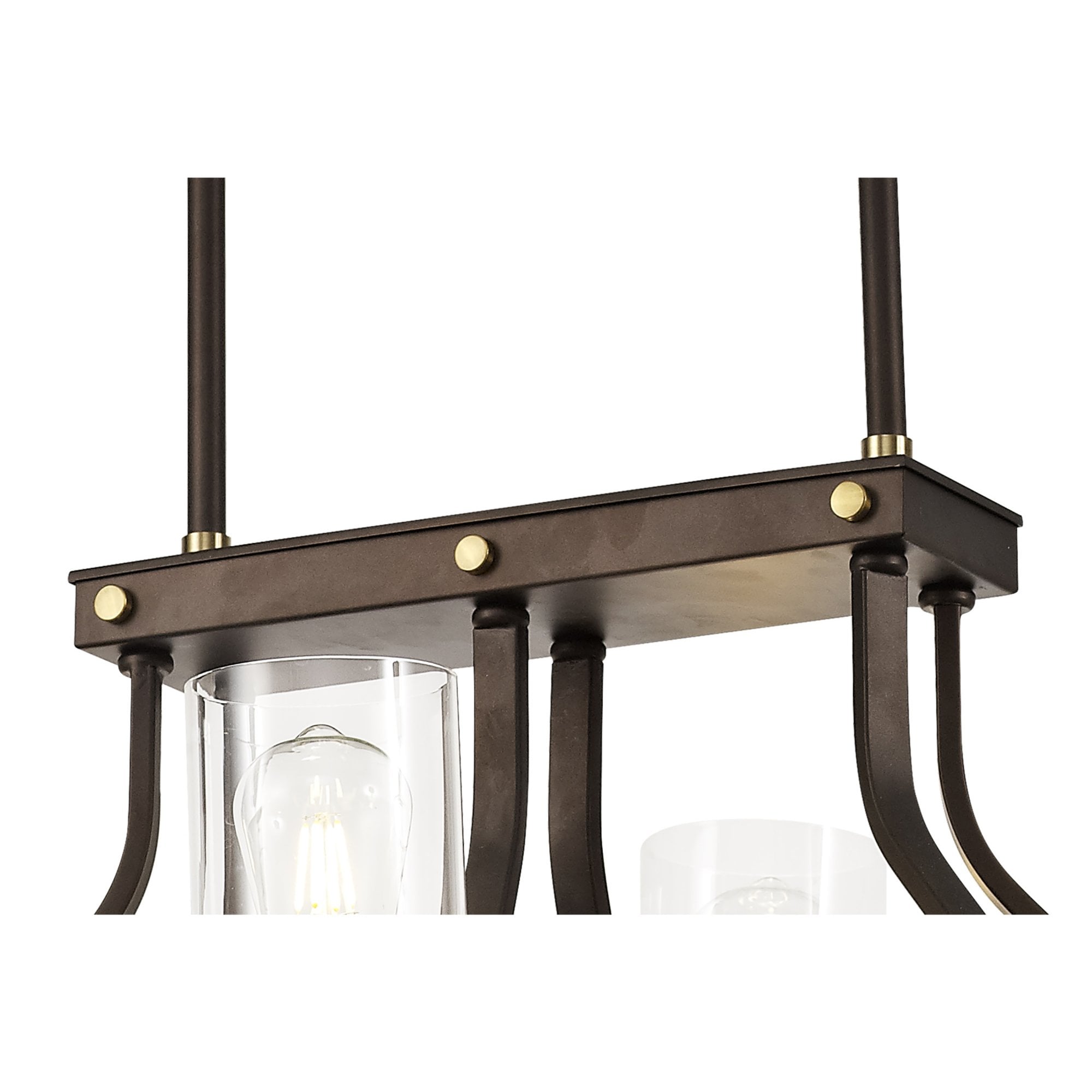 Fabula Greenstead 6 Light Linear Pendant - Brown Oxide, Gold Bronze & Clear Glass