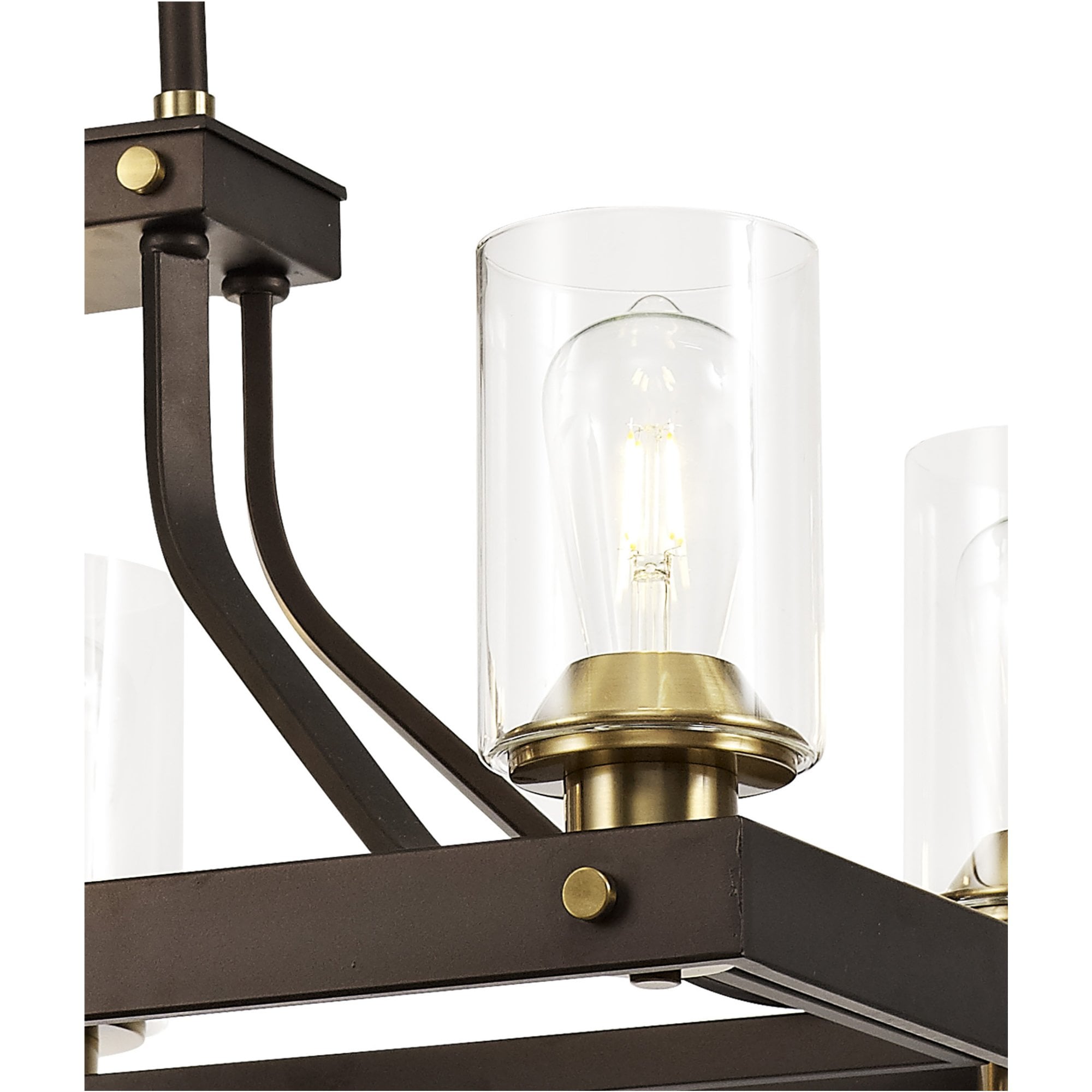 Fabula Greenstead 6 Light Linear Pendant - Brown Oxide, Gold Bronze & Clear Glass