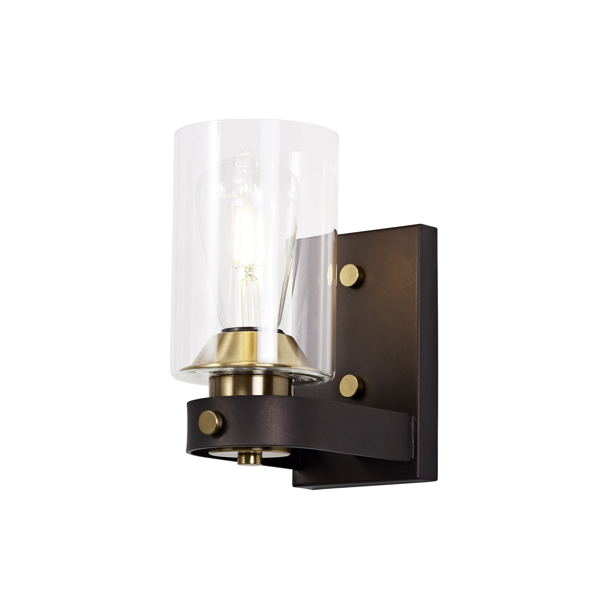 Fabula Greenstead Single Wall Lamp - Brown Oxide, Gold Bronze & Clear Glass