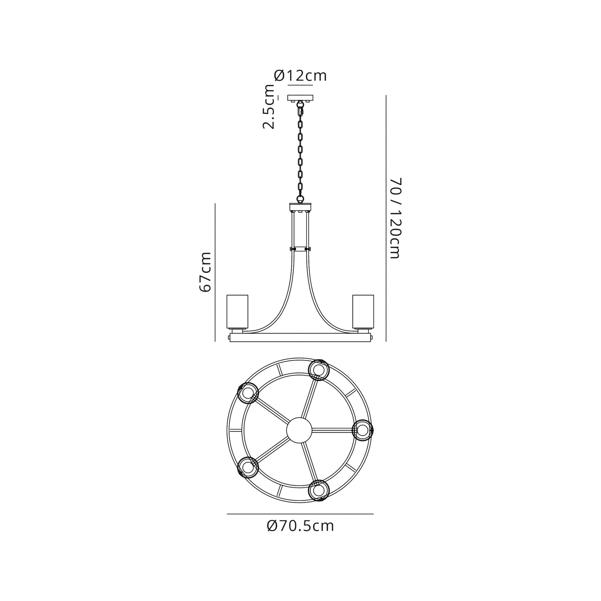 Fabula Greenstead 5 Light Pendant - Brown Oxide, Gold Bronze & Clear Glass
