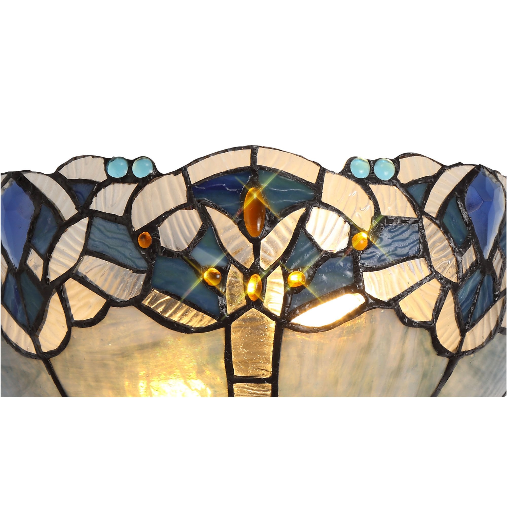 Fabula Newmans 2 Light Wall Lamp - 30cm Tiffany Shade - Blue