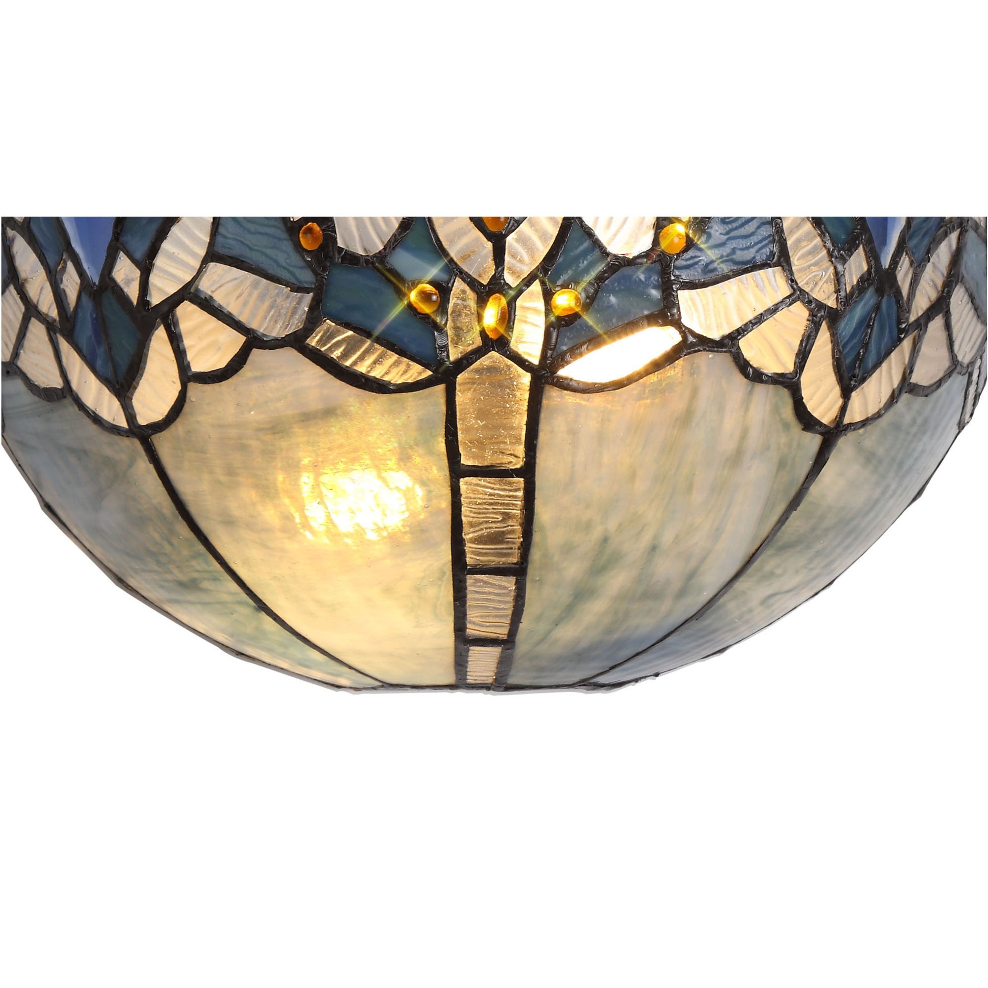 Fabula Newmans 2 Light Wall Lamp - 30cm Tiffany Shade - Blue