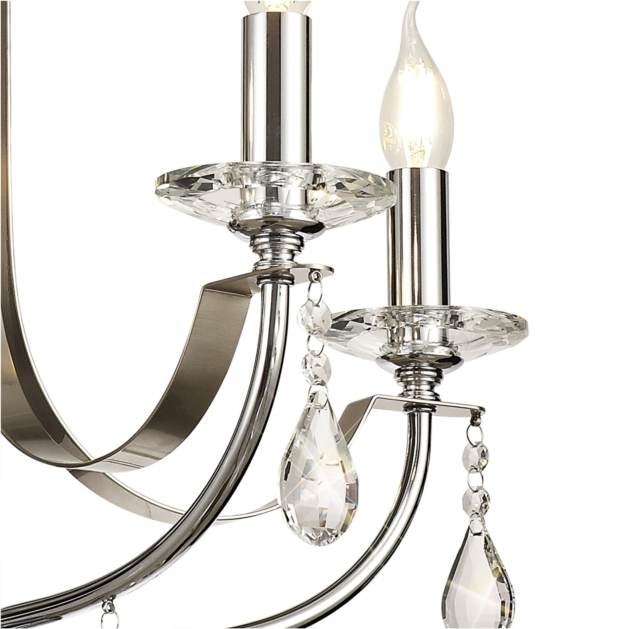 Fabula Chester 5 Light Pendant - Polished Chrome, Satin Nickel & Clear Crystal