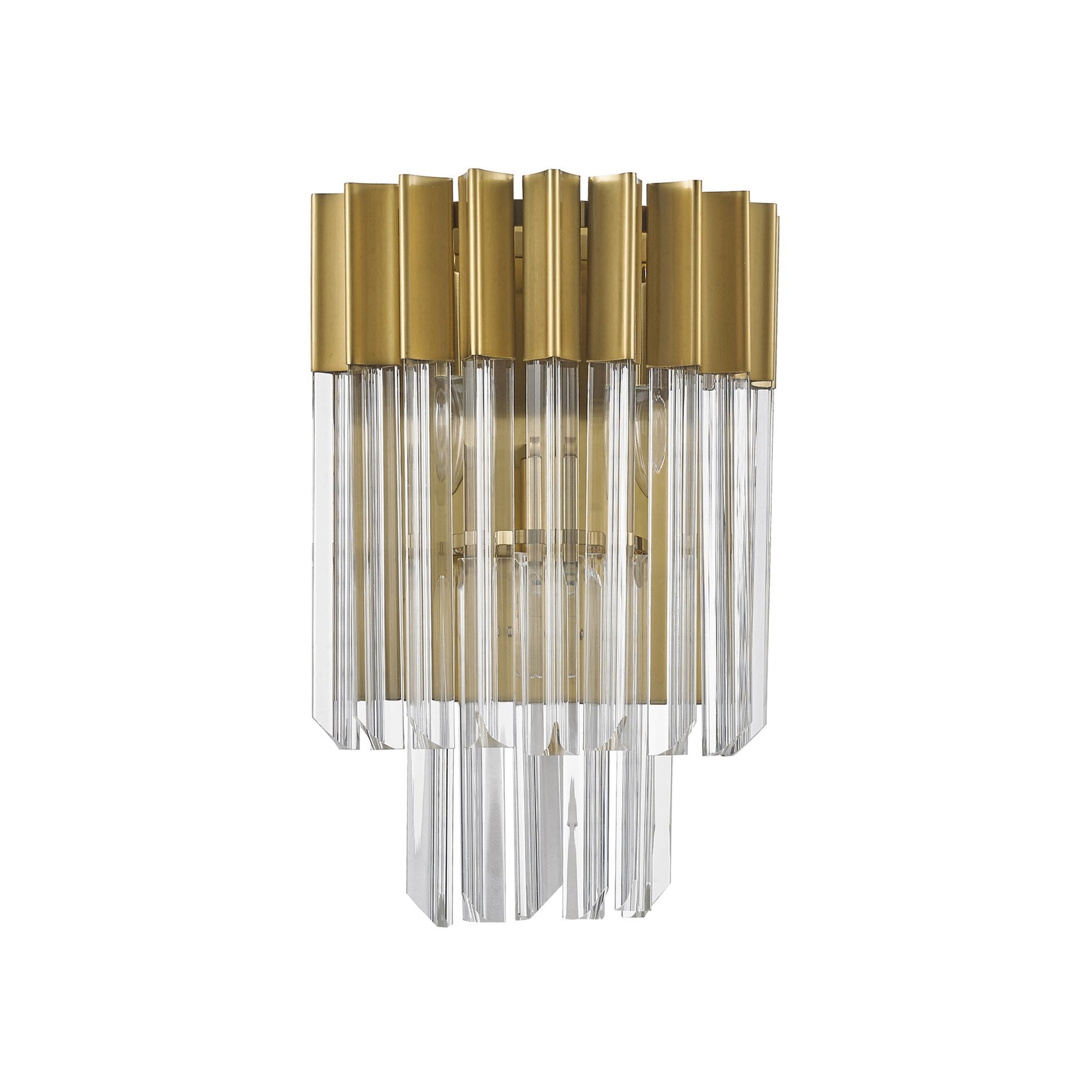 Fabula Cedar 3 Light Wall Light - Brass & Clear Sculpted Glass