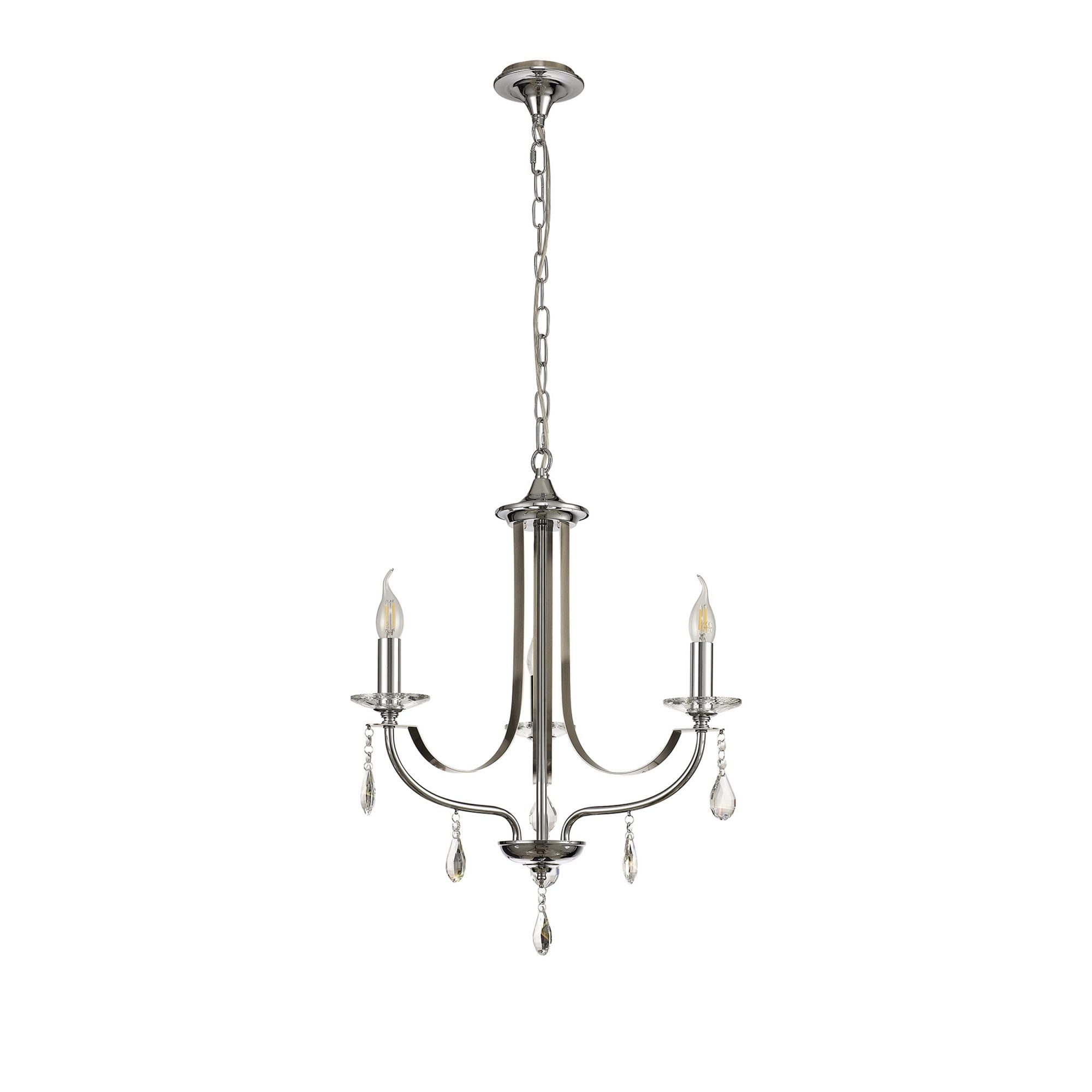 Fabula Chester 3 Light Pendant - Polished Chrome, Satin Nickel & Clear Crystal