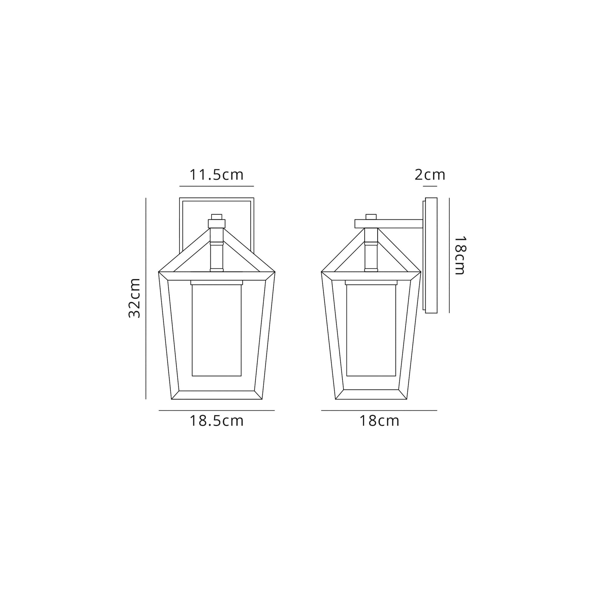 Fabula Tavistock Down Wall Lamp - Anthracite & Clear Rain Drop Effect Glass - IP54