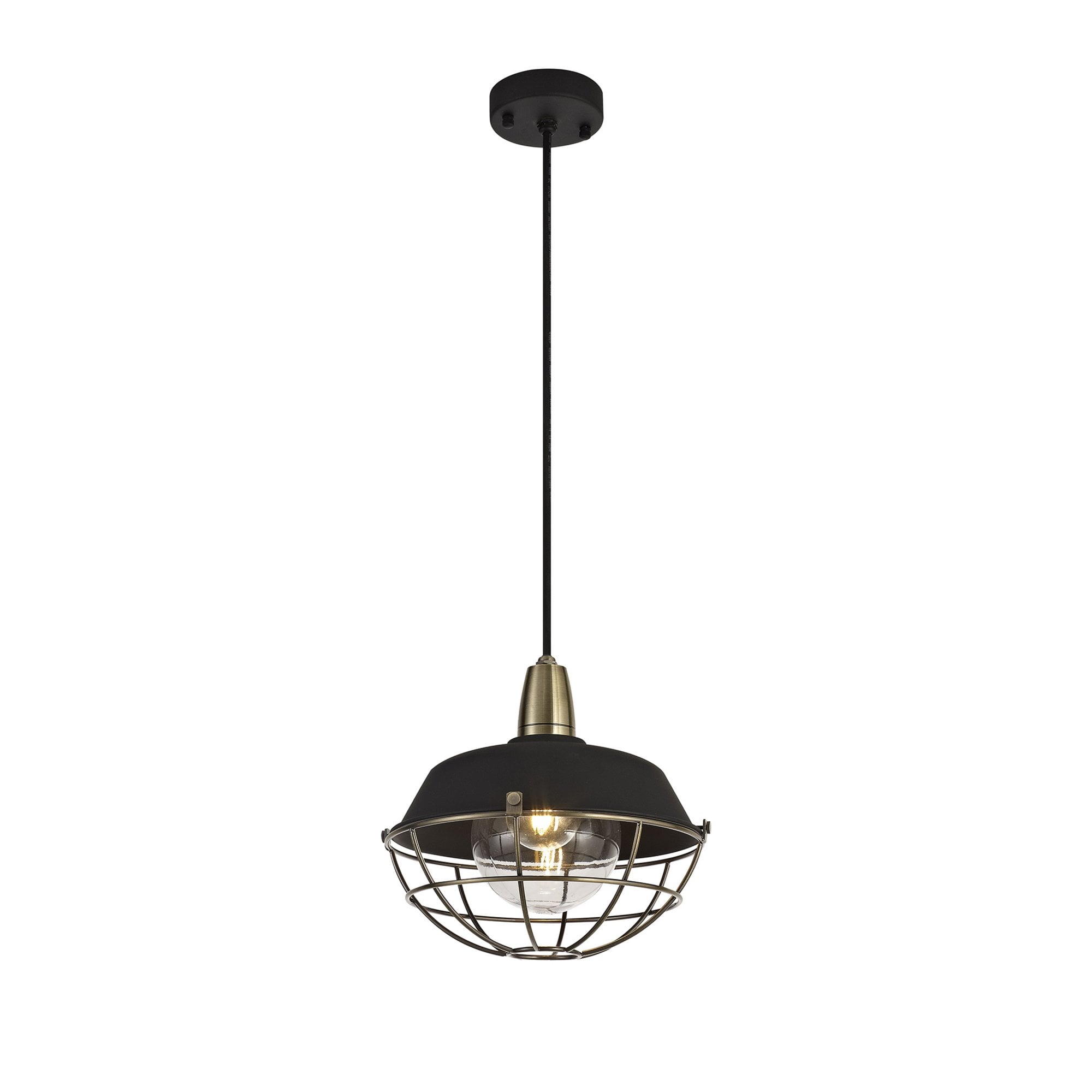 Fabula Catherine Pendant - Matt Black & Antique Brass - IP65