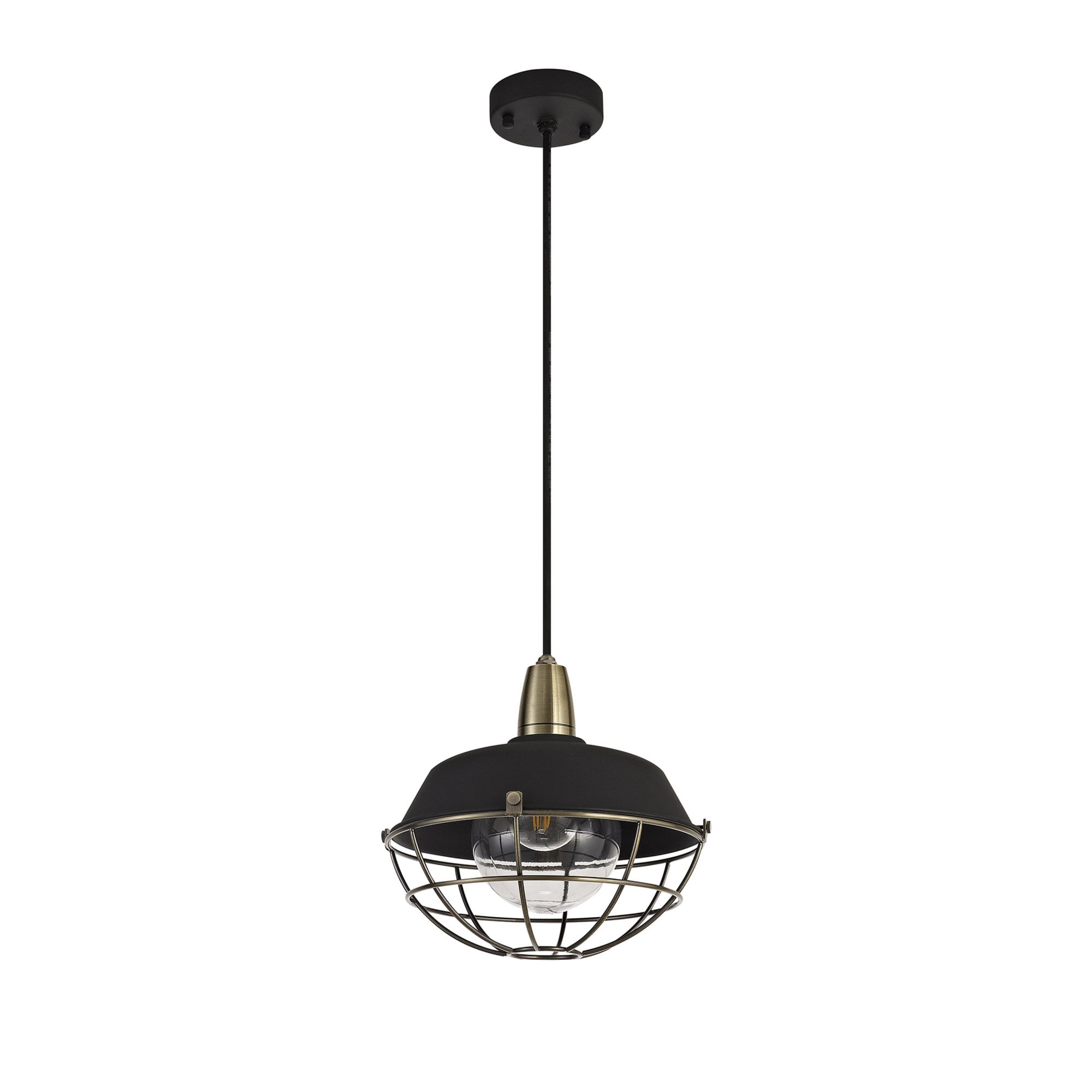 Fabula Catherine Pendant - Matt Black & Antique Brass - IP65