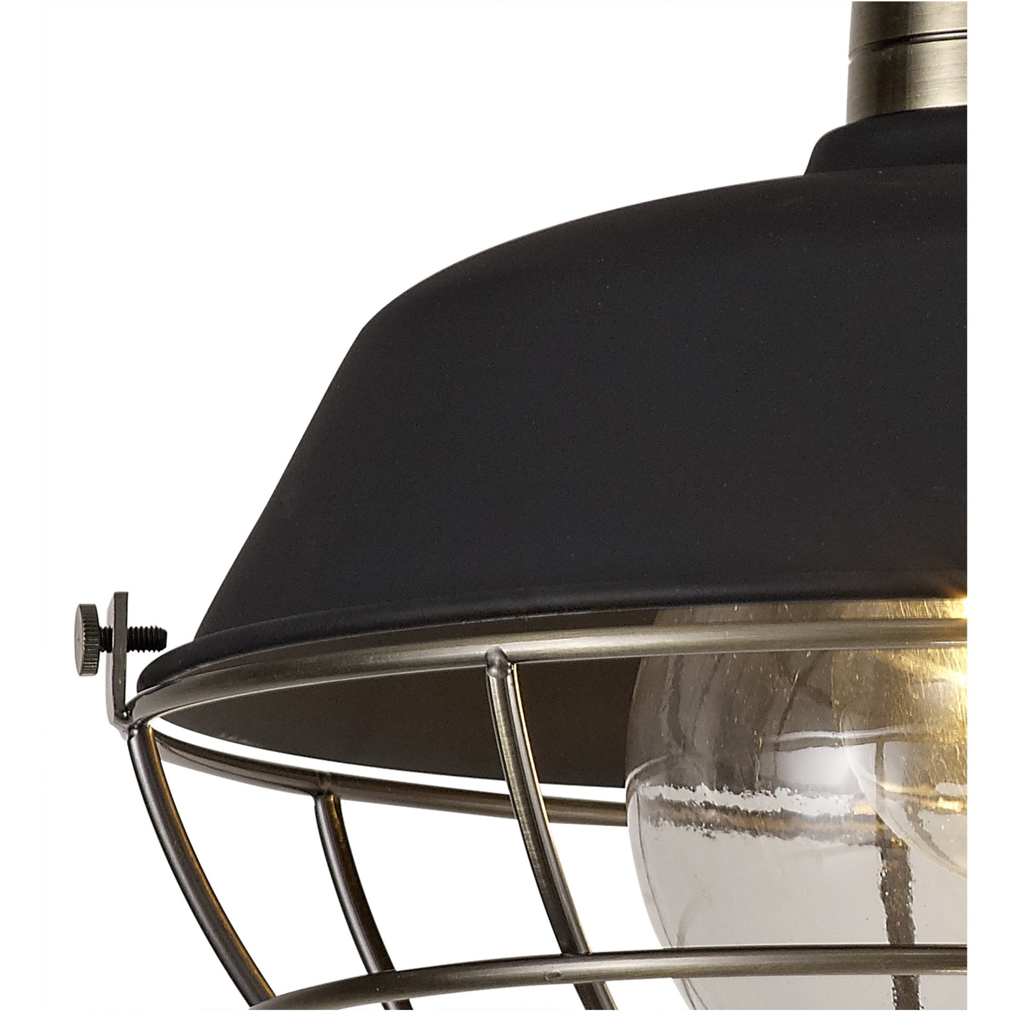 Fabula Catherine Semi-Flush Light - Matt Black & Antique Brass - IP65