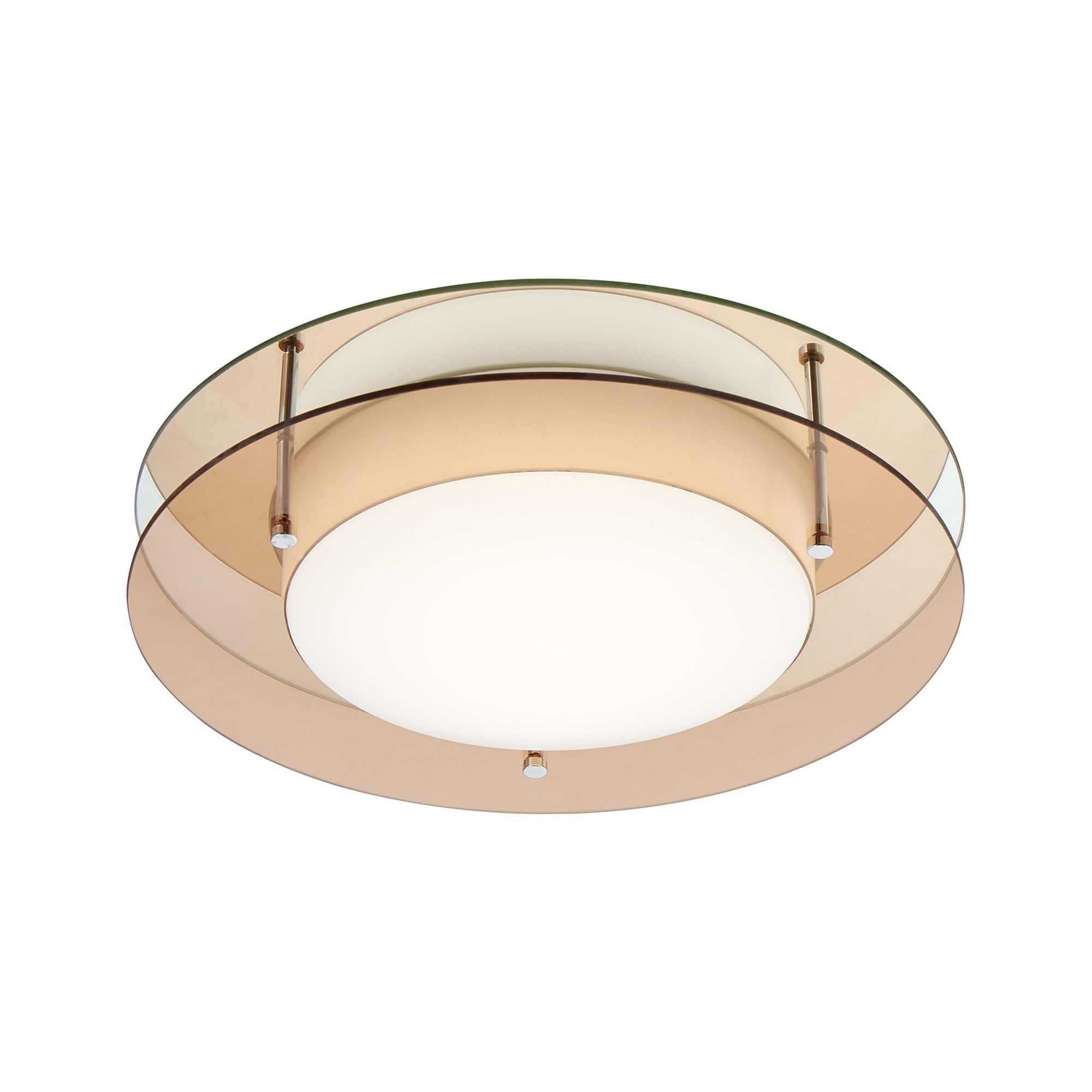 Fabula Deepdene LED Flush Light - Mirror & Amber Glass - IP44