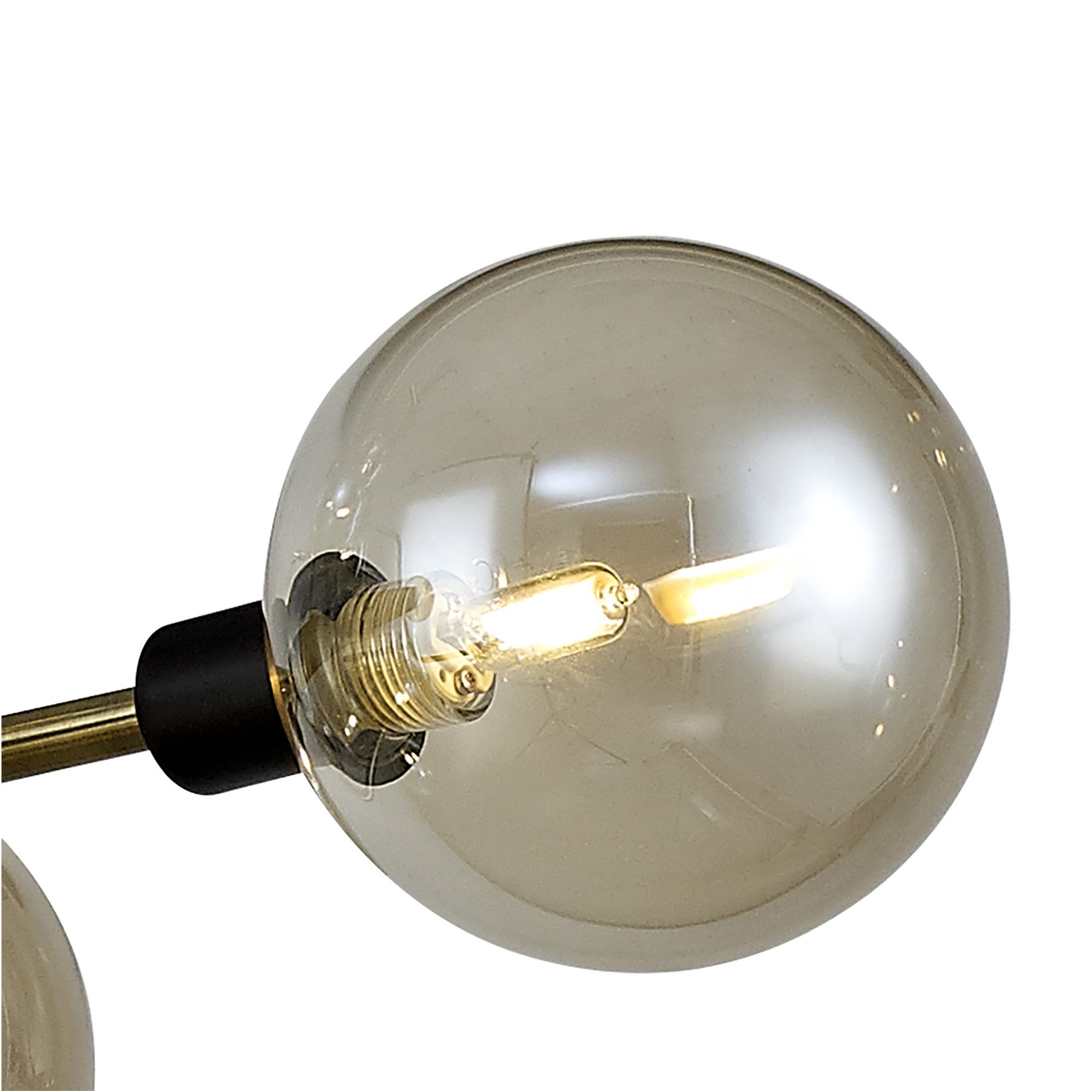 Fabula Appleby 12 Light Fixed Pendant - Matt Black, Antique Brass & Cognac Glass