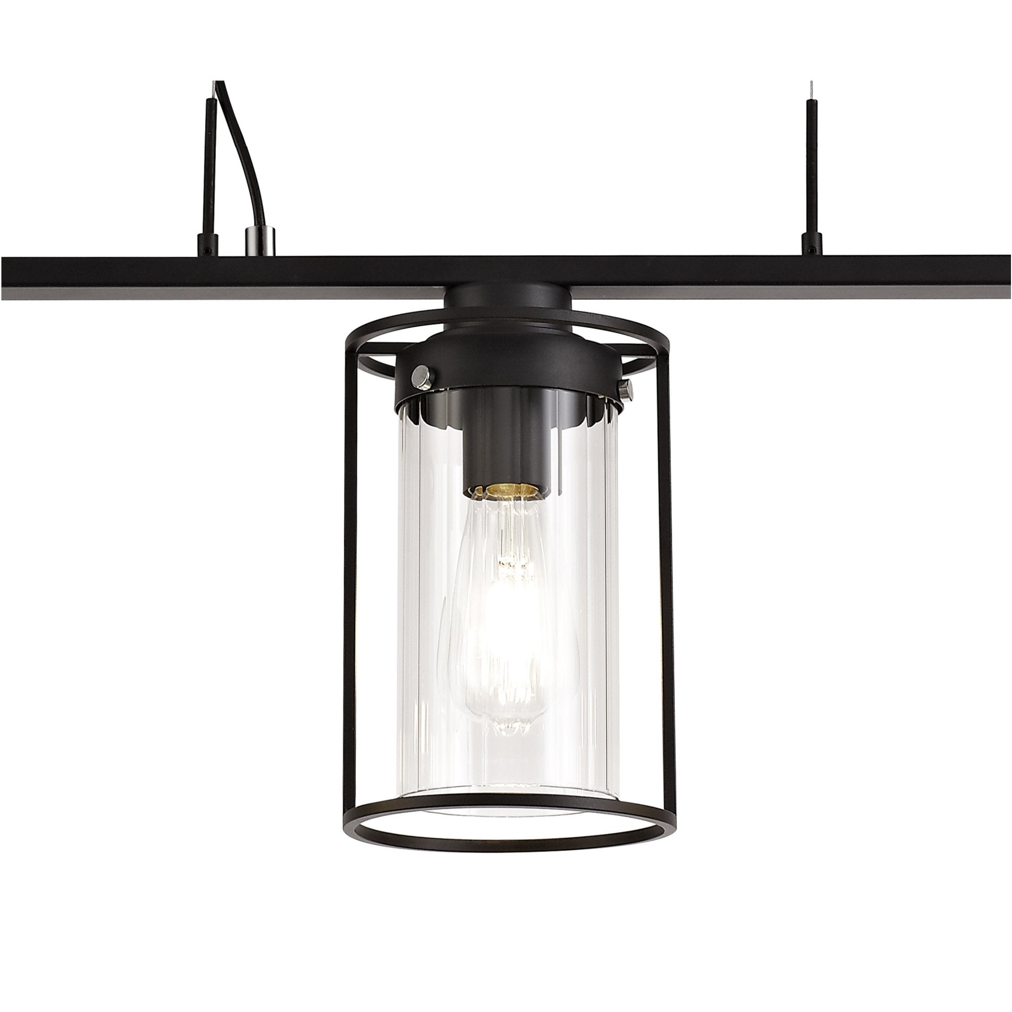 Fabula Rowans 3 Light Linear Pendant - Black & Clear Glass