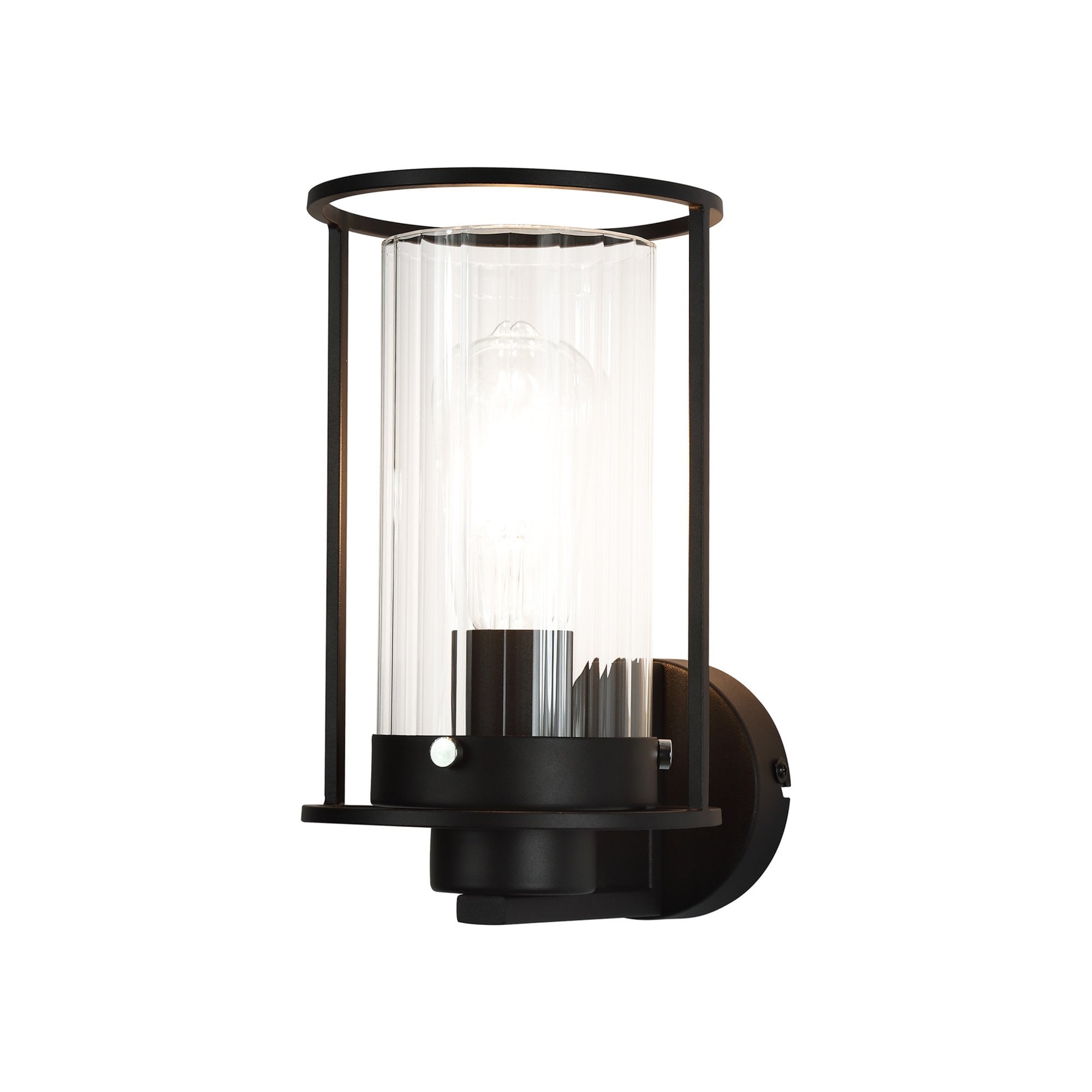 Fabula Rowans Single Wall Light - Black & Clear Glass