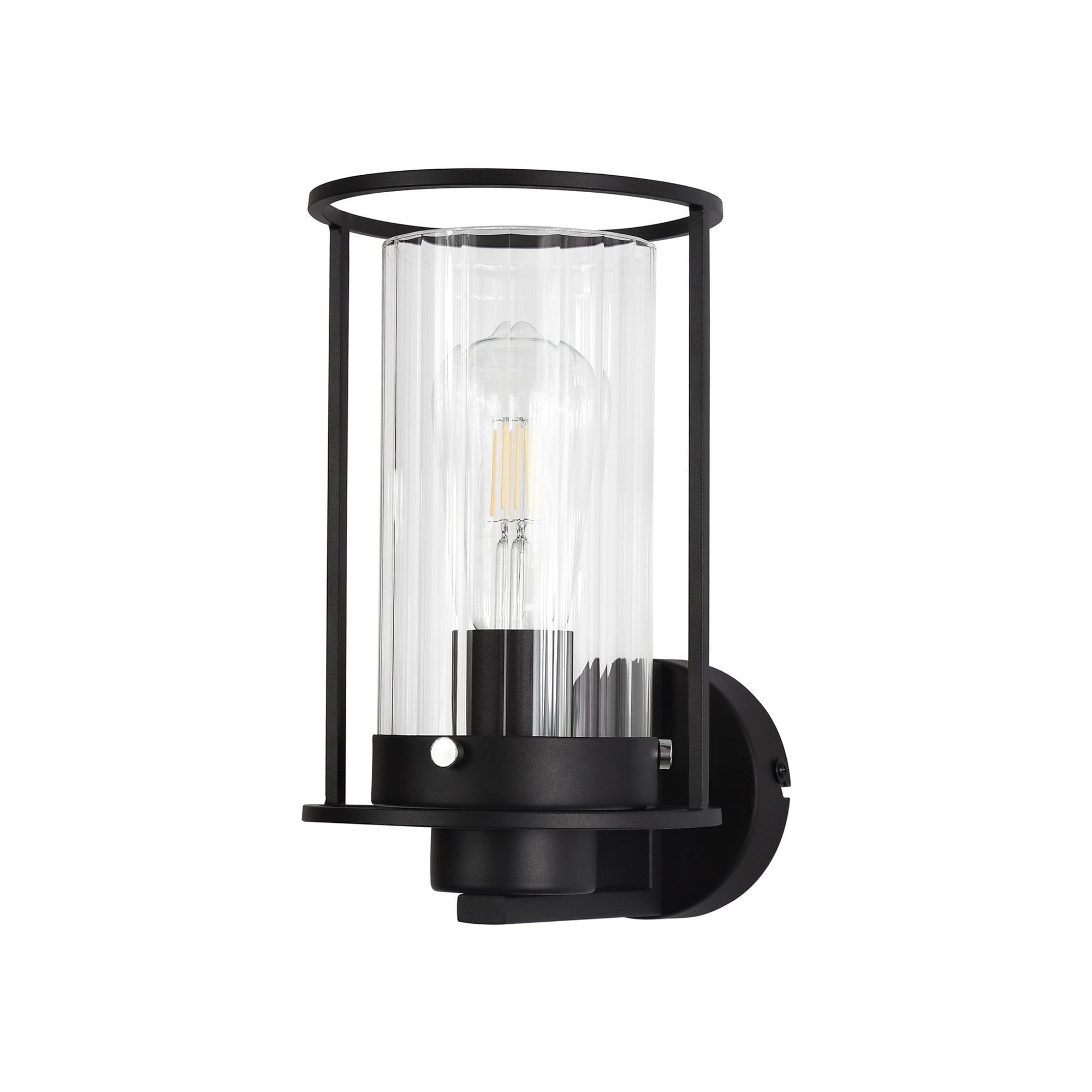 Fabula Rowans Single Wall Light - Black & Clear Glass