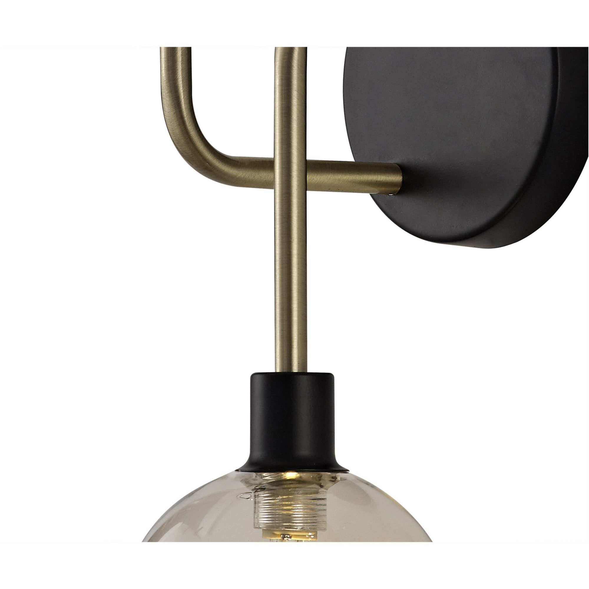 Fabula Appleby 2 Light Wall Lamp - Matt Black, Antique Brass & Cognac Glass