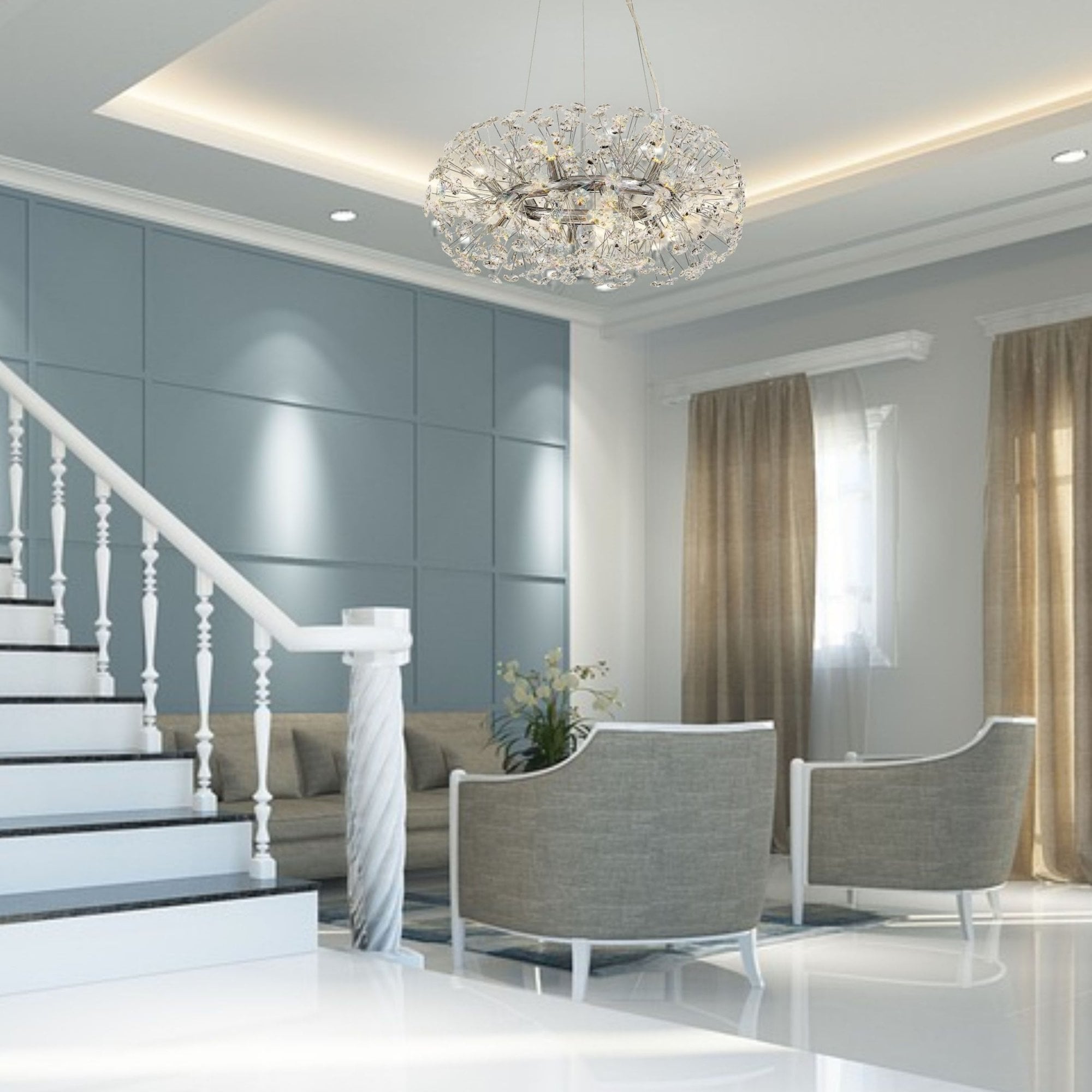 Fabula Grosvenor 20 Light Pendant - Polished Chrome & Crystal