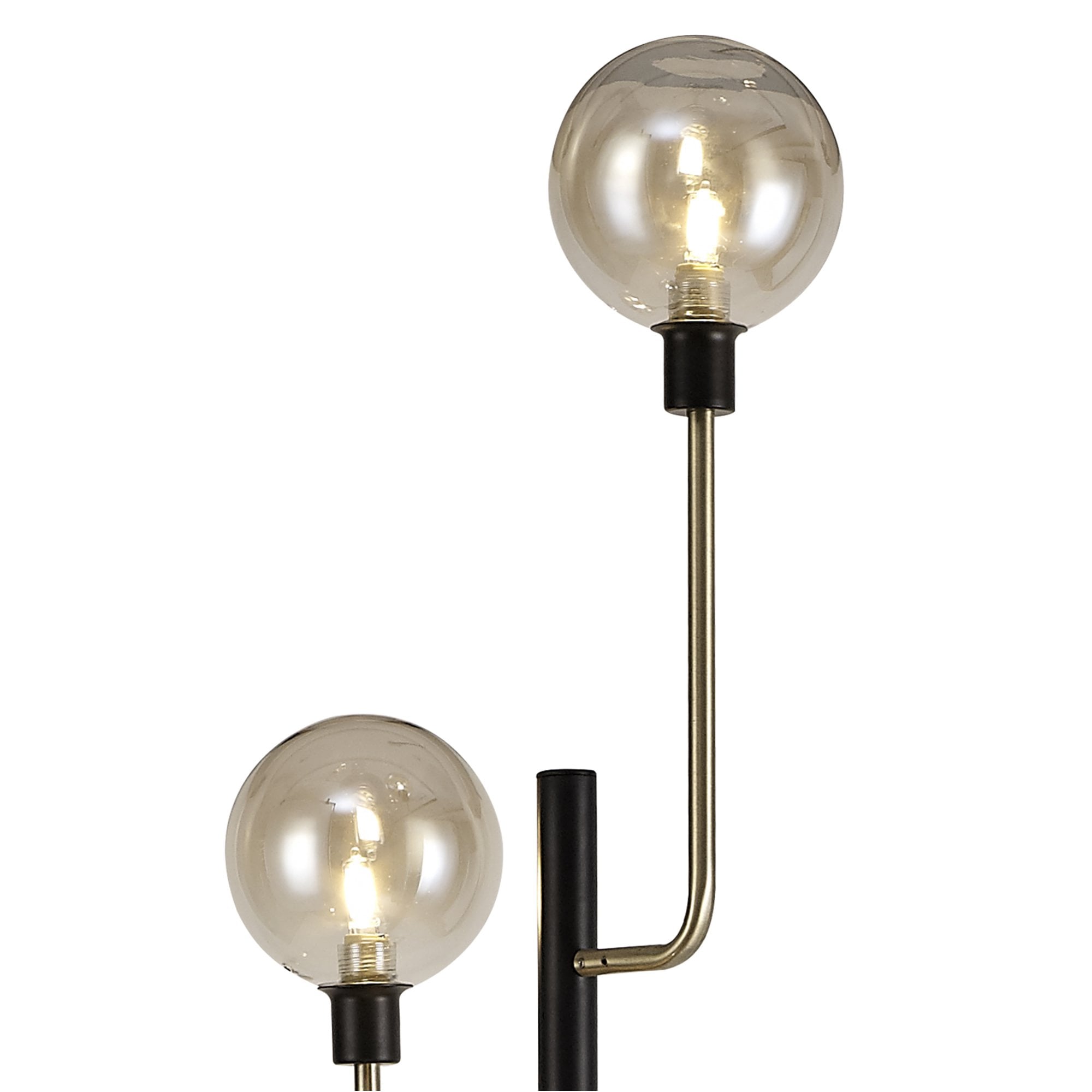 Fabula Appleby 8 Light Floor Lamp - Matt Black, Antique Brass & Cognac Glass