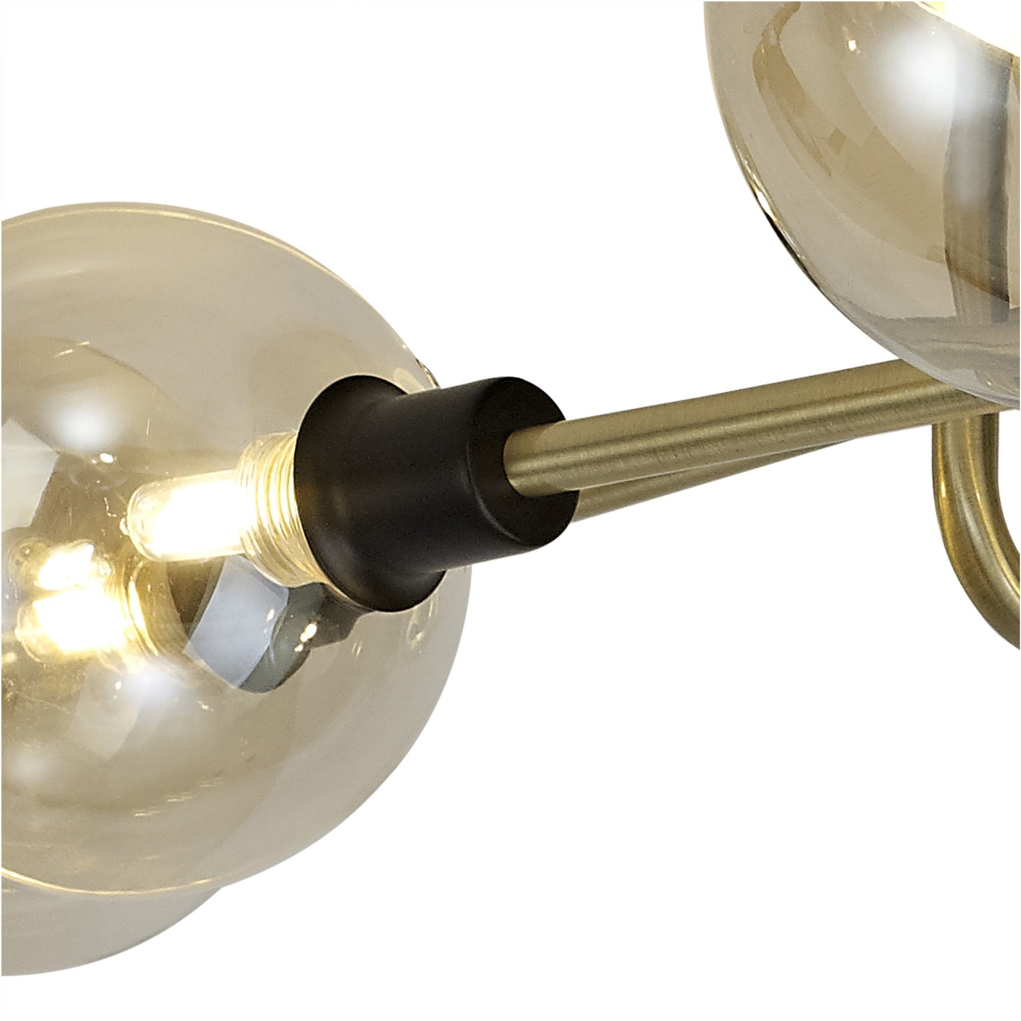 Fabula Appleby 9 Light Flush Light - Matt Black, Antique Brass & Cognac Glass