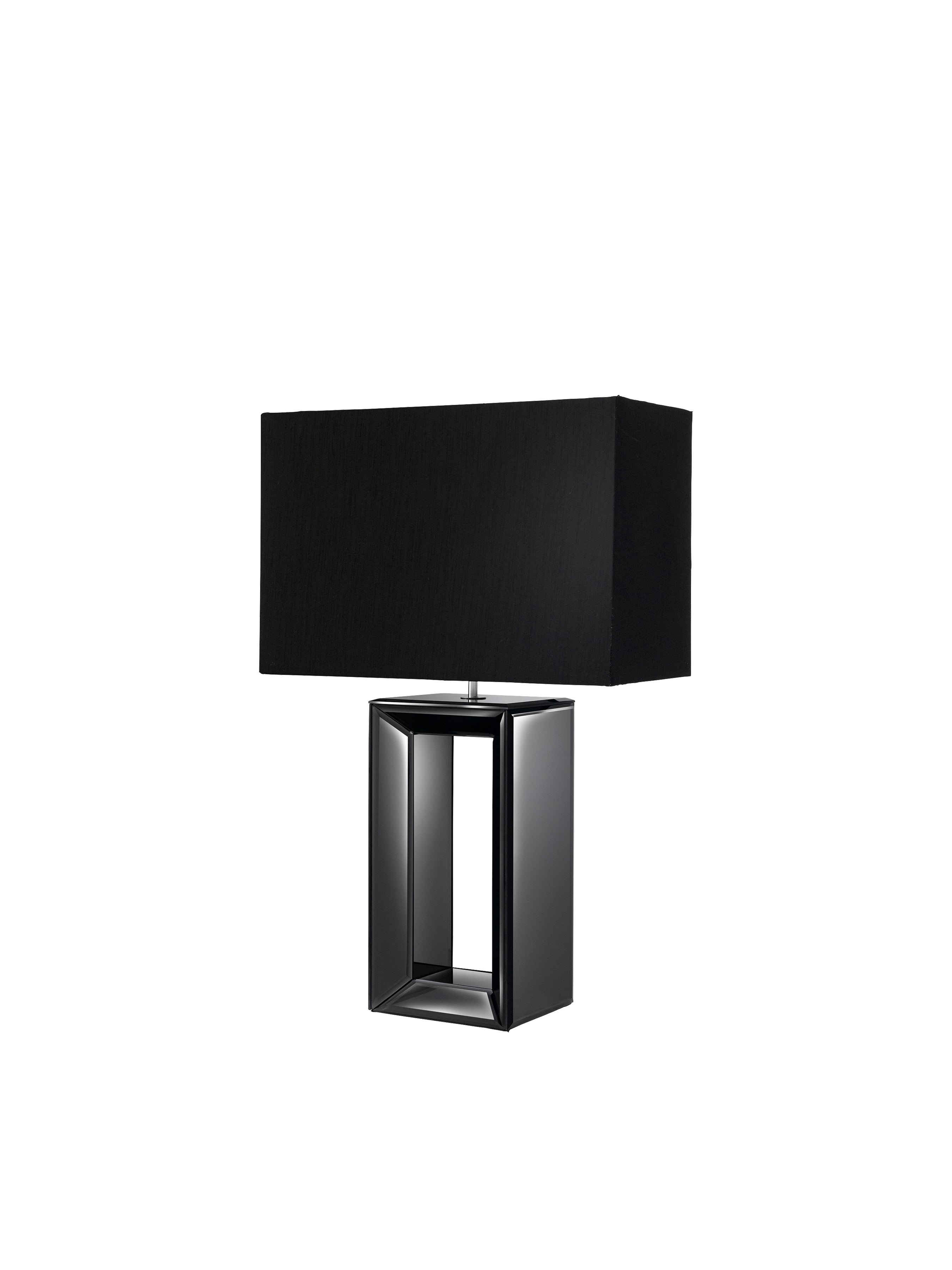 Searchlight Merton Table Lamp - Tall Black - Black Faux Silk Shade
