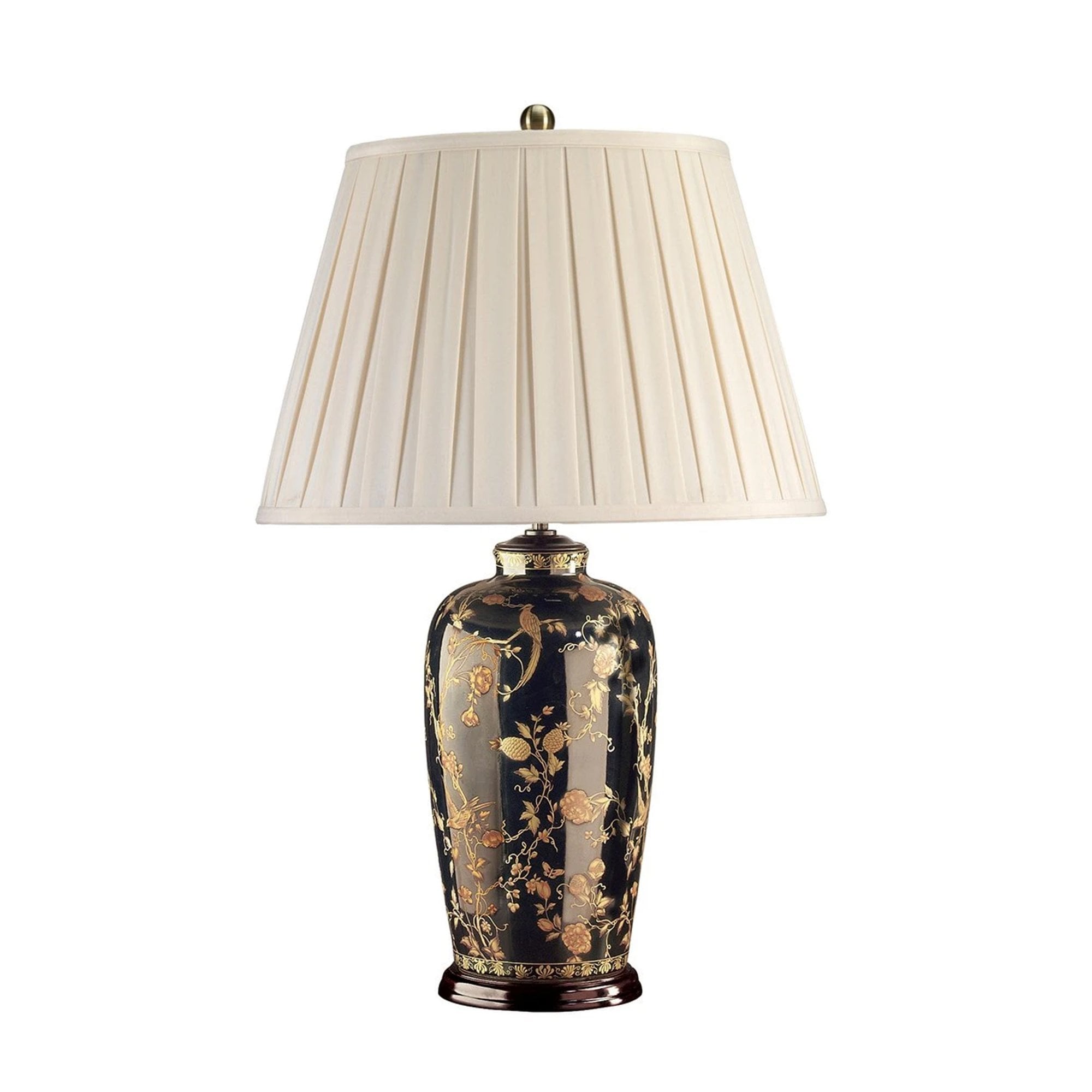 Elstead Black Birds Single Table Lamp - Black & Gold
