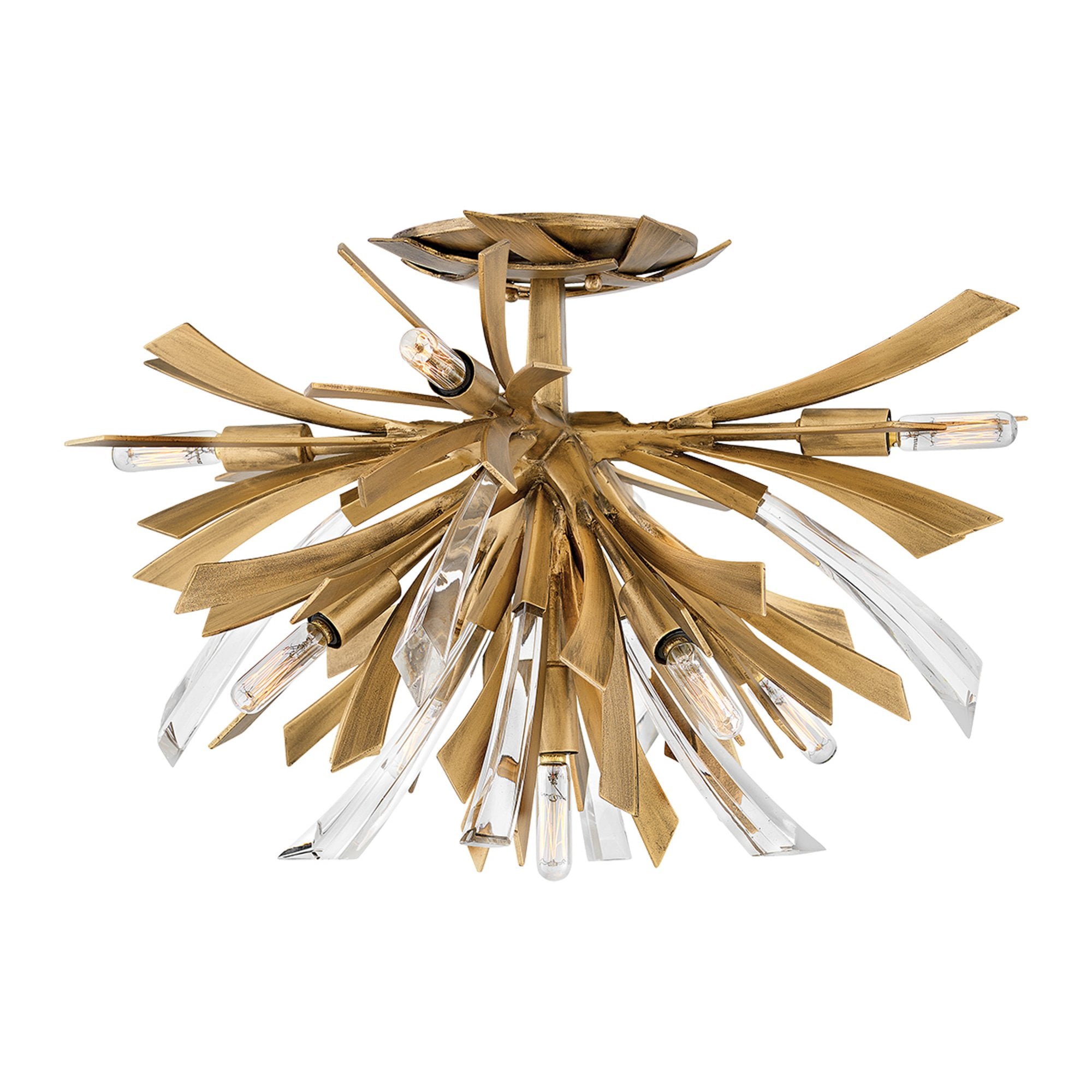 Quintiesse Vida 9 Light Semi-Flush Fitting - Burnished Gold