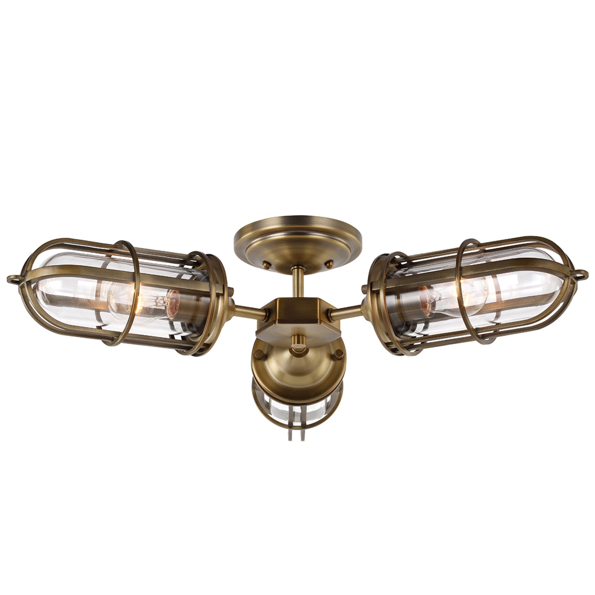 Quintiesse Urban Restoration 3 Light Bathroom Semi-Flush Fitting - Dark Antique Brass