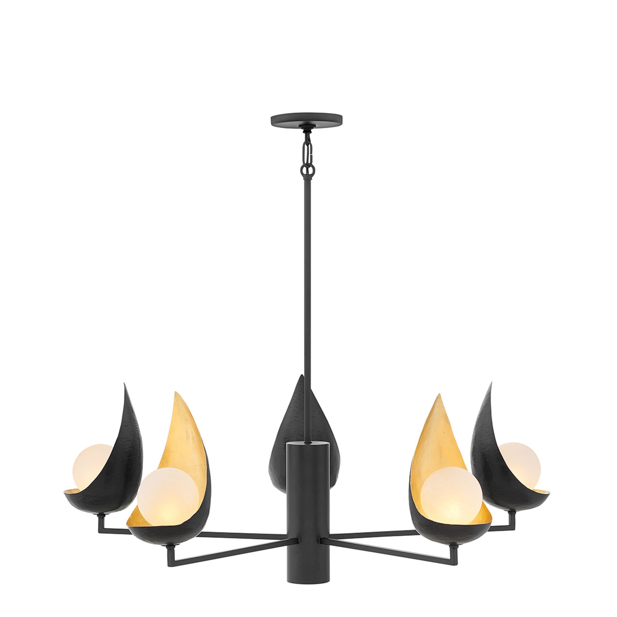 Quintiesse Ren 5 Light Chandelier - Black & Gold