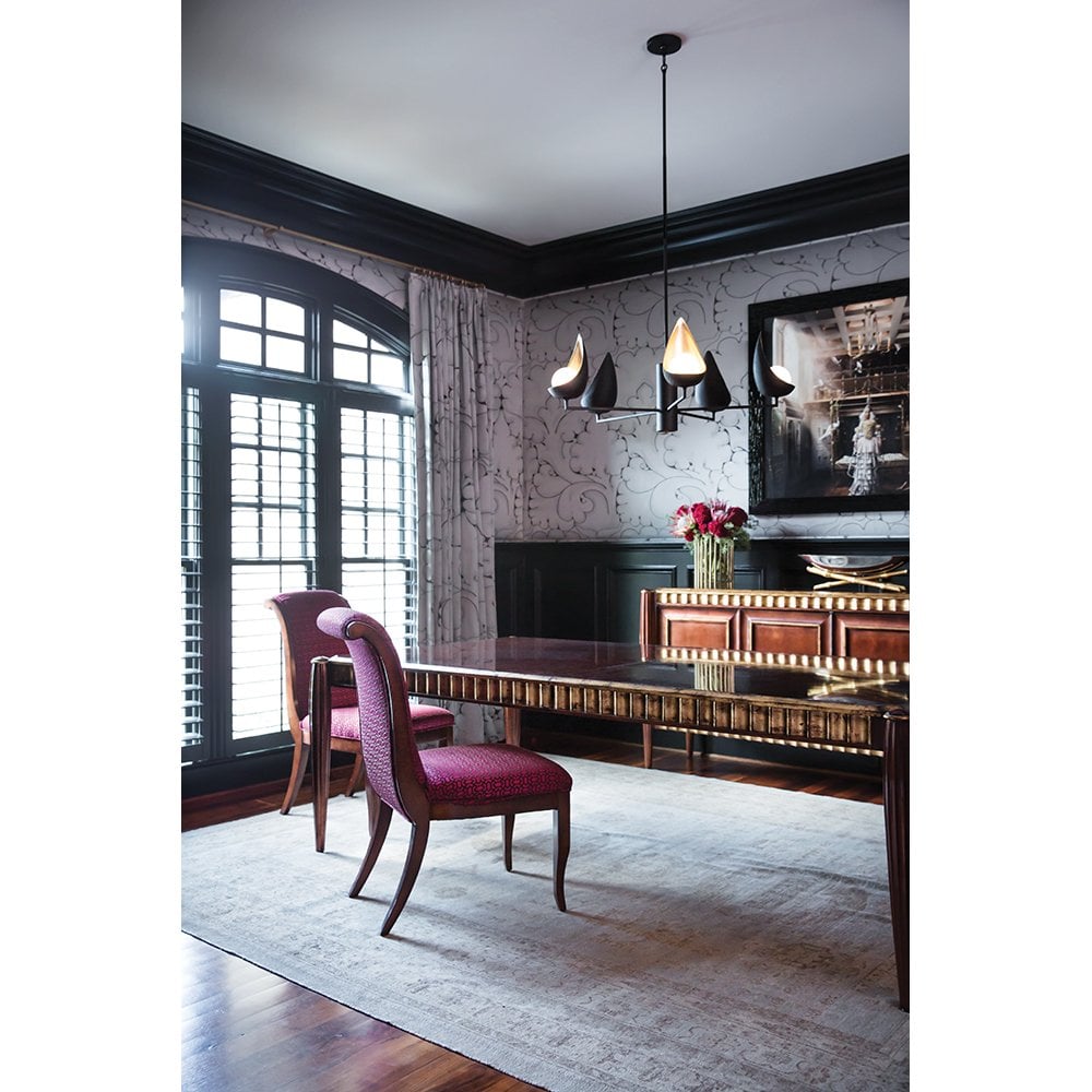 Quintiesse Ren 5 Light Chandelier - Black & Gold