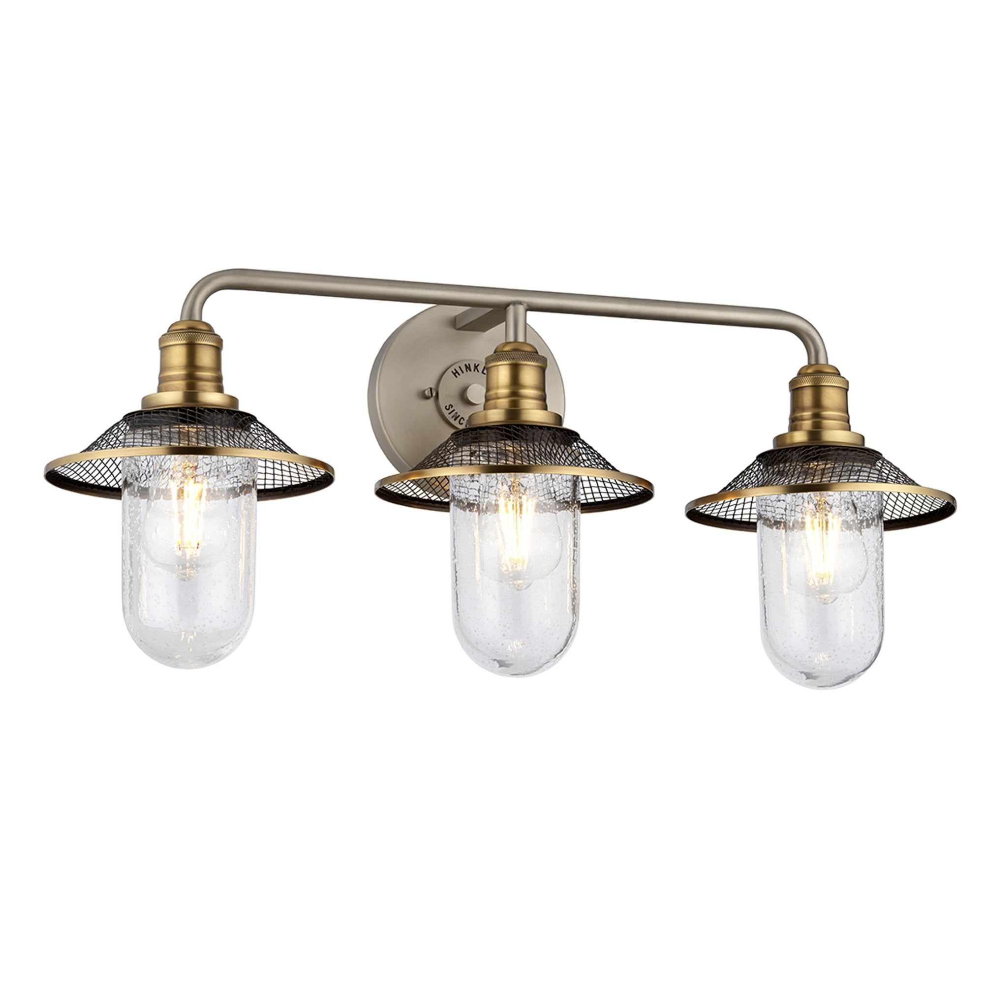 Quintiesse Rigby 3 Light Bathroom Wall Light - Antique Nickel & Heritage Brass