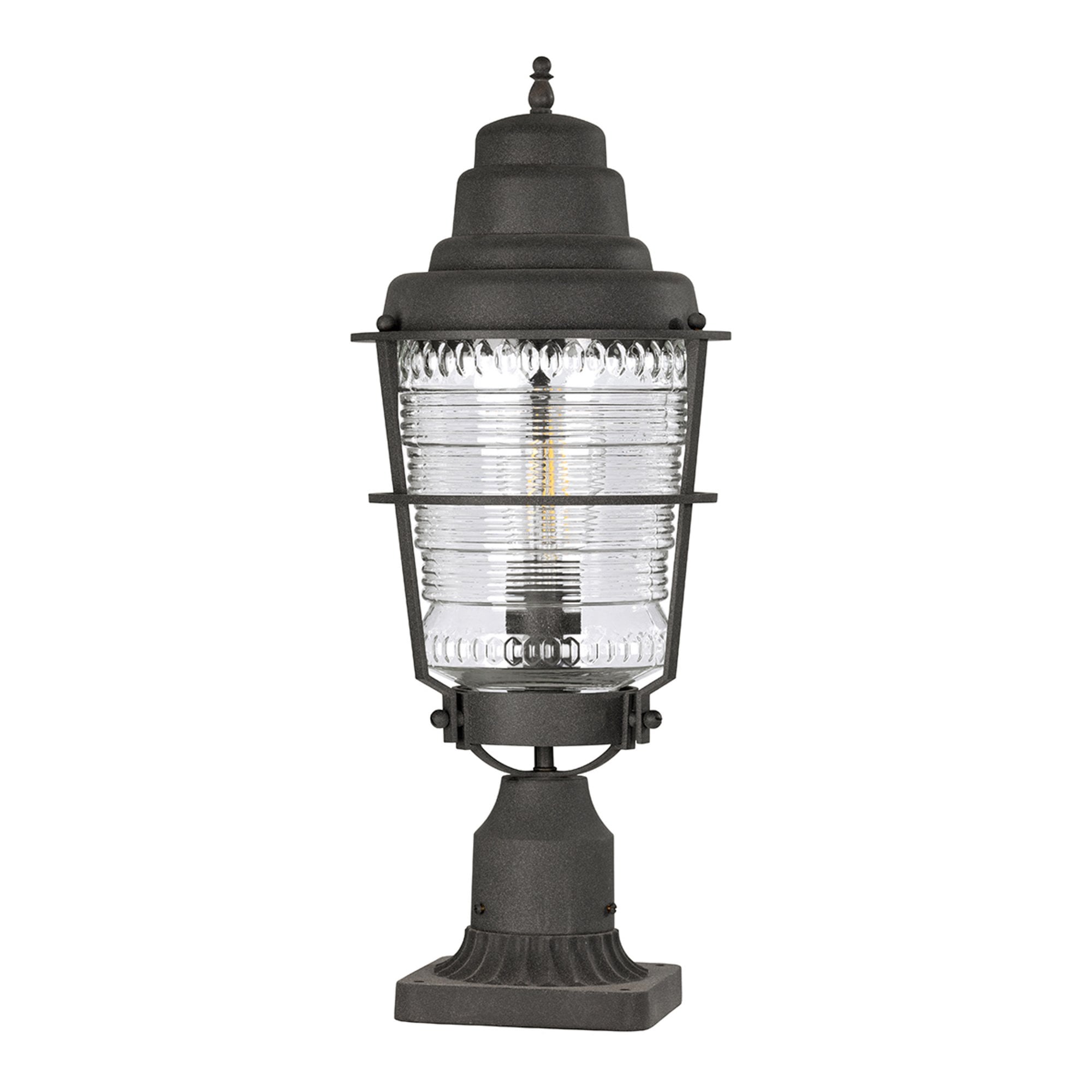 Quintiesse Chance Harbor Single Pedestal Lantern - Weathered Zinc