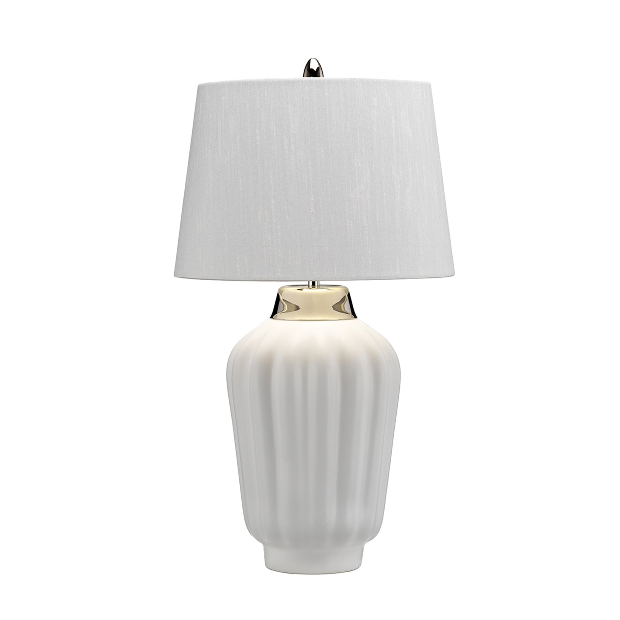 Quintiesse Bexley Single Table Lamp - White & Polished Nickel