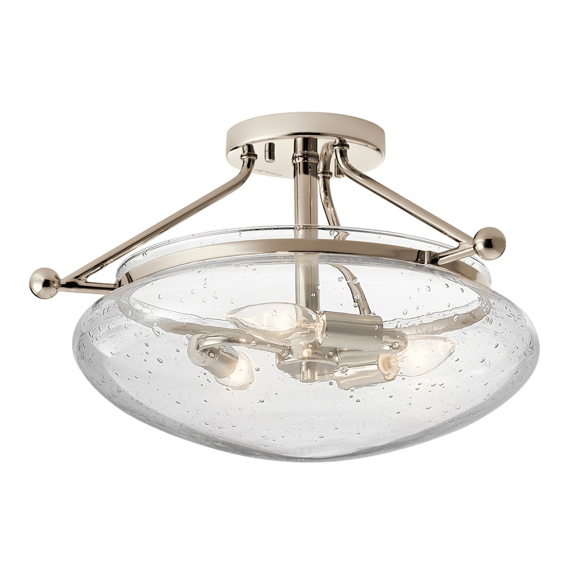 Quintiesse Belle 3 Light Semi-Flush Fitting - Polished Nickel