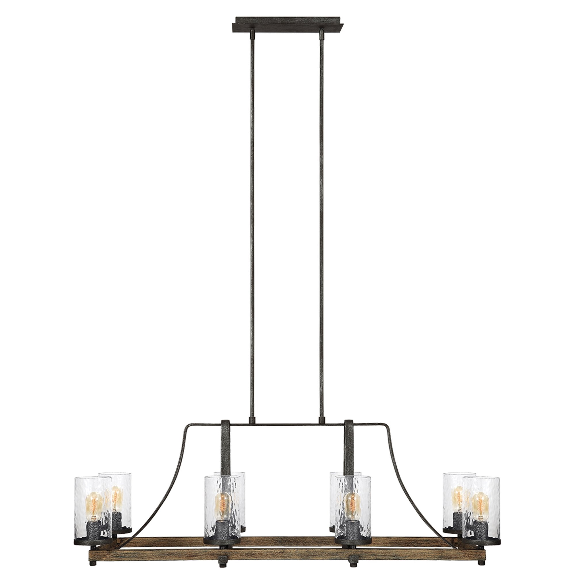 Quintiesse Angelo 8 Light Isle Chandelier - Distressed Weathered Oak & Slate Grey Metal