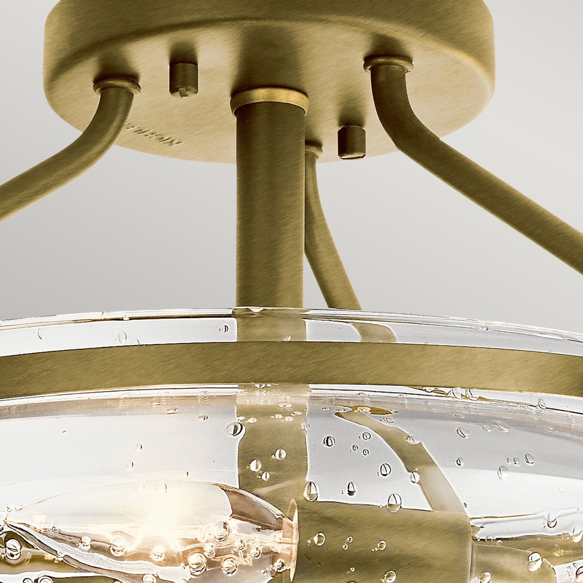 Quintiesse Belle 3 Light Semi-Flush Fitting - Brushed Natural Brass