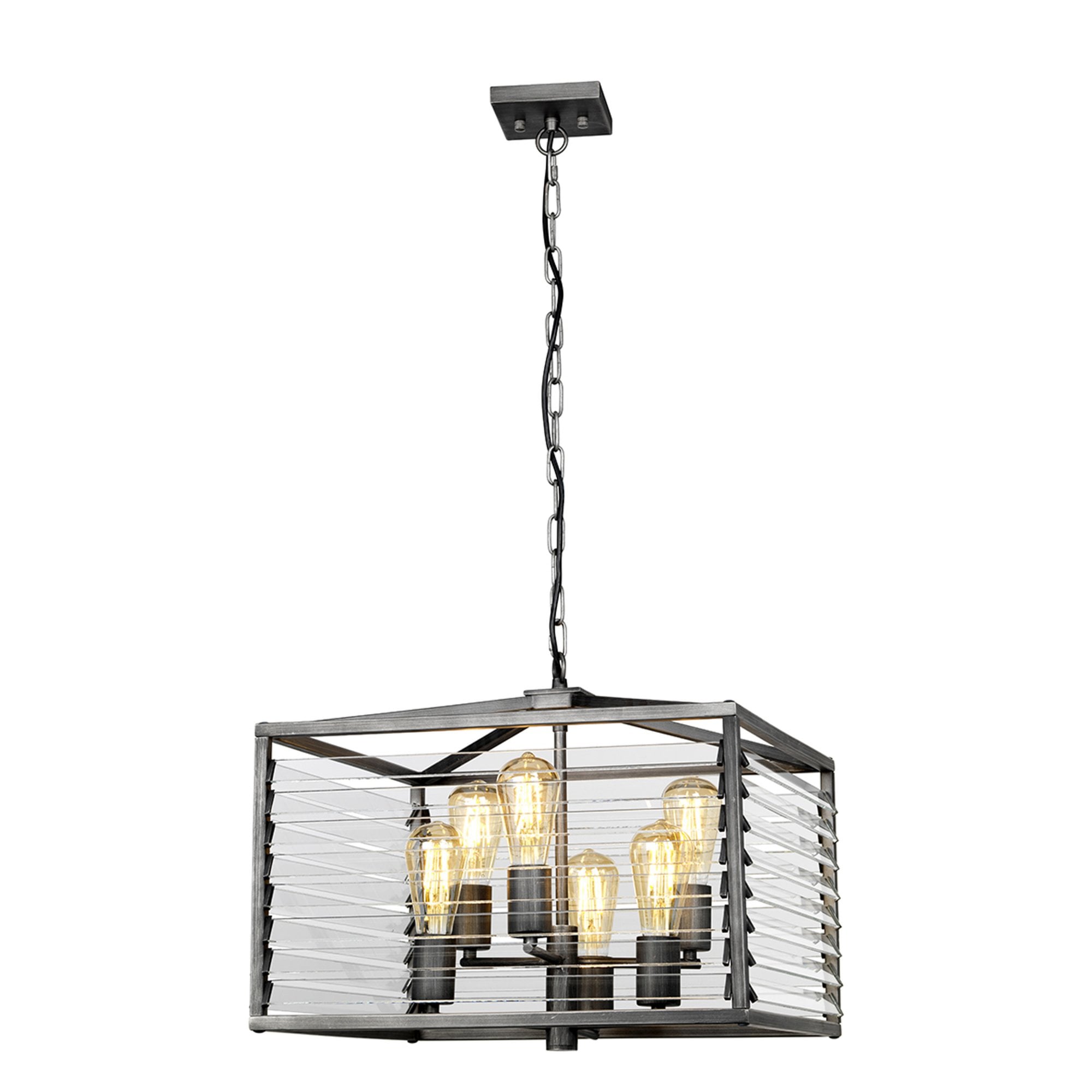 Elstead Louvre 6 Light Pendant - Painted Gunmetal