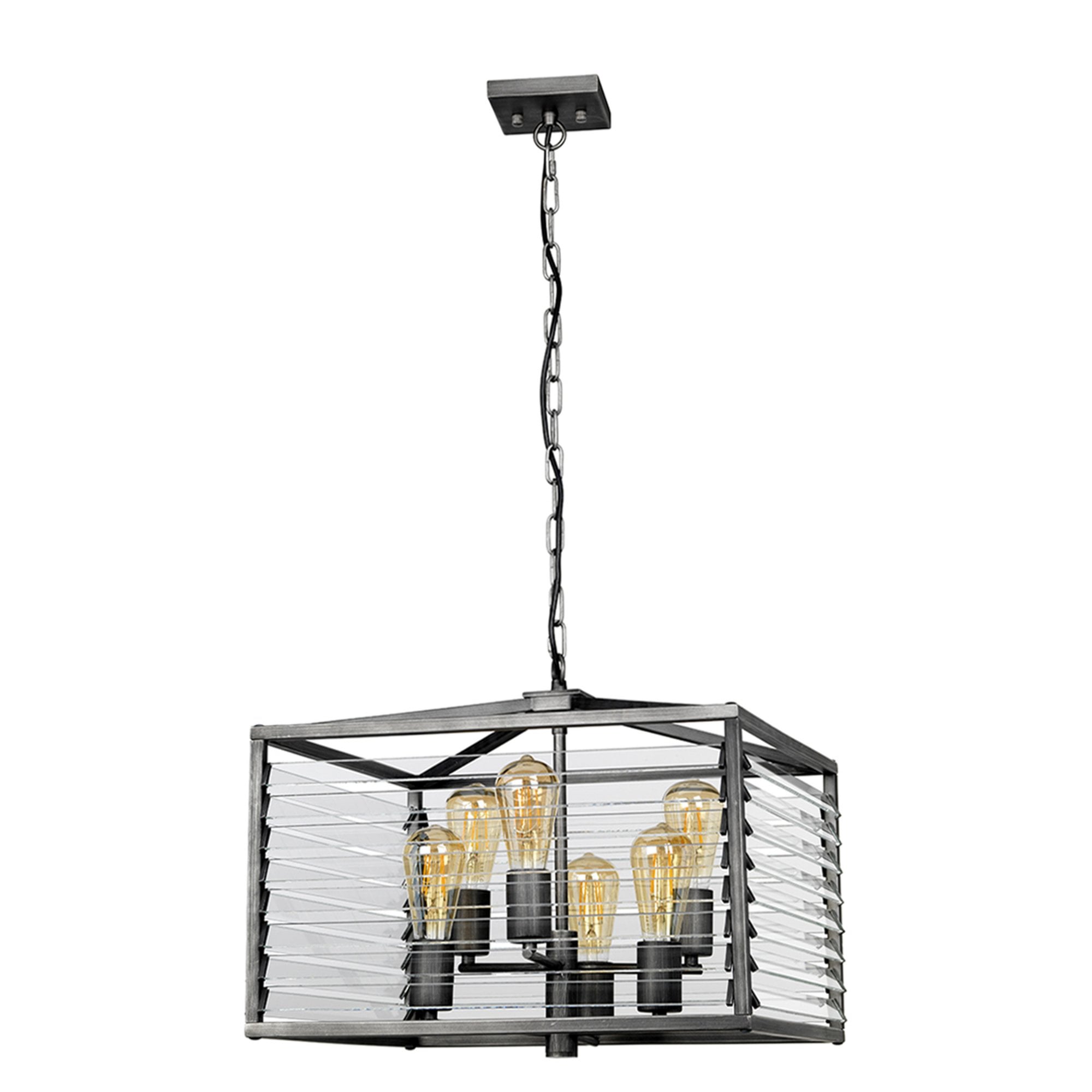 Elstead Louvre 6 Light Pendant - Painted Gunmetal