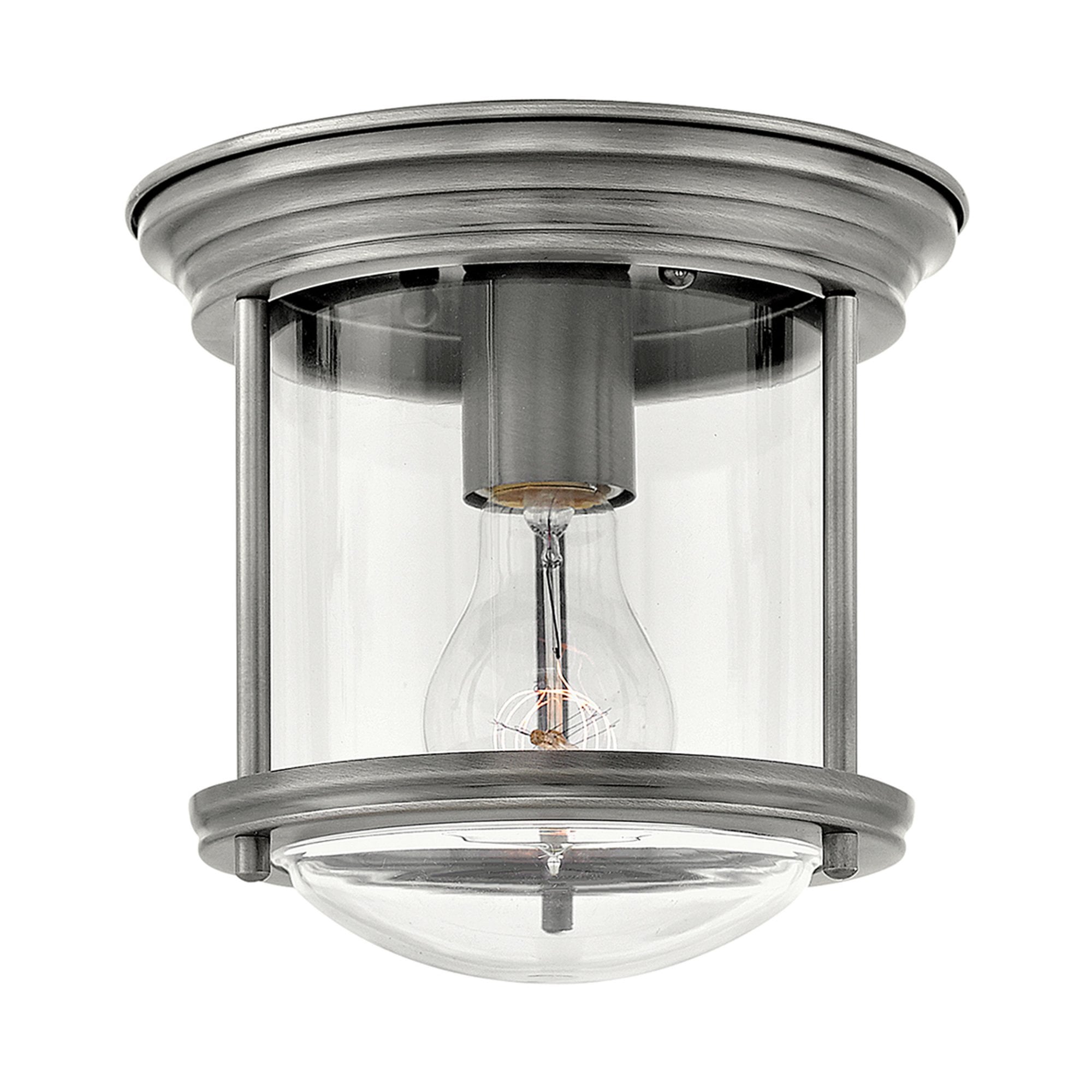 Quintiesse Hadrian Single Bathroom Flush Fitting - Clear Glass - Antique Nickel