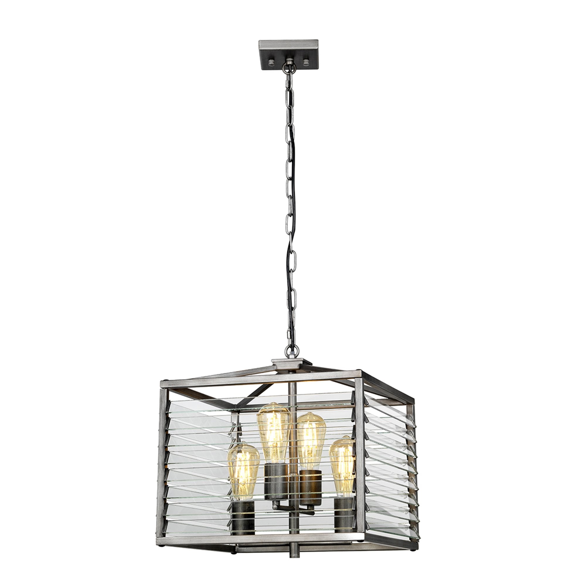 Elstead Louvre 4 Light Pendant - Painted Gunmetal