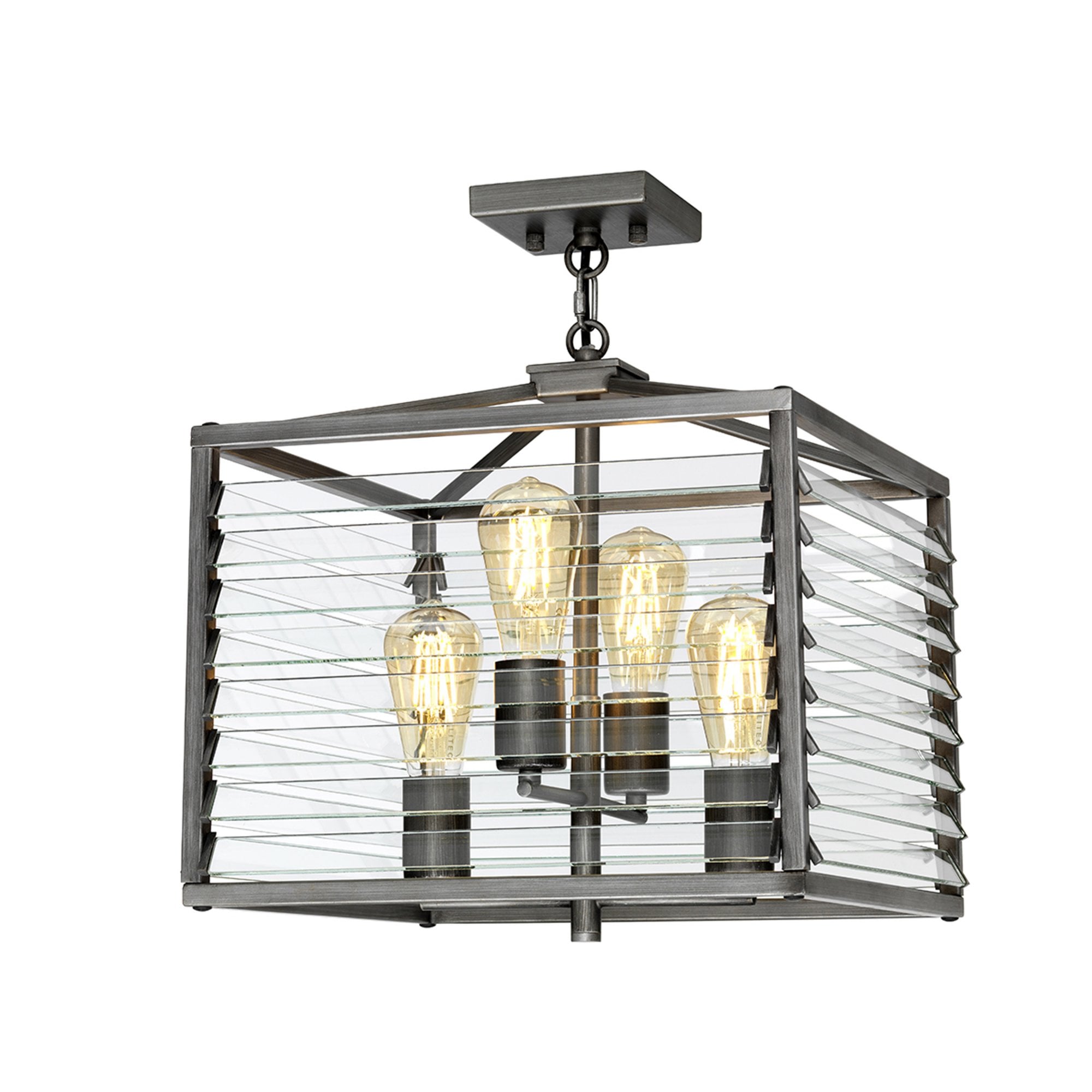 Elstead Louvre 4 Light Pendant - Painted Gunmetal