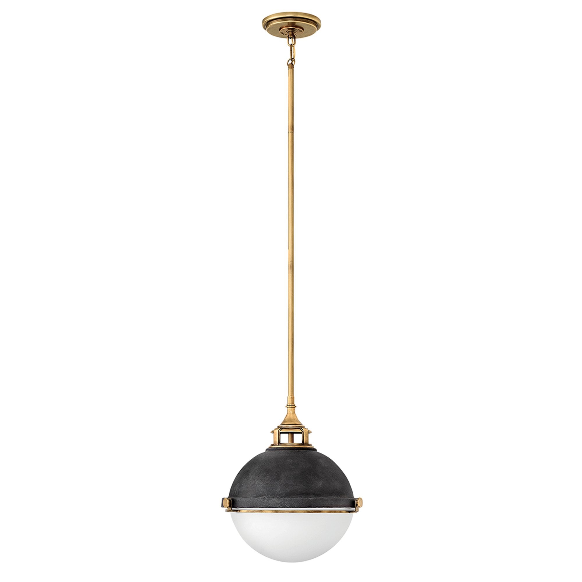Quintiesse Fletcher 2 Light Pendant - Aged Zinc with Heritage Brass