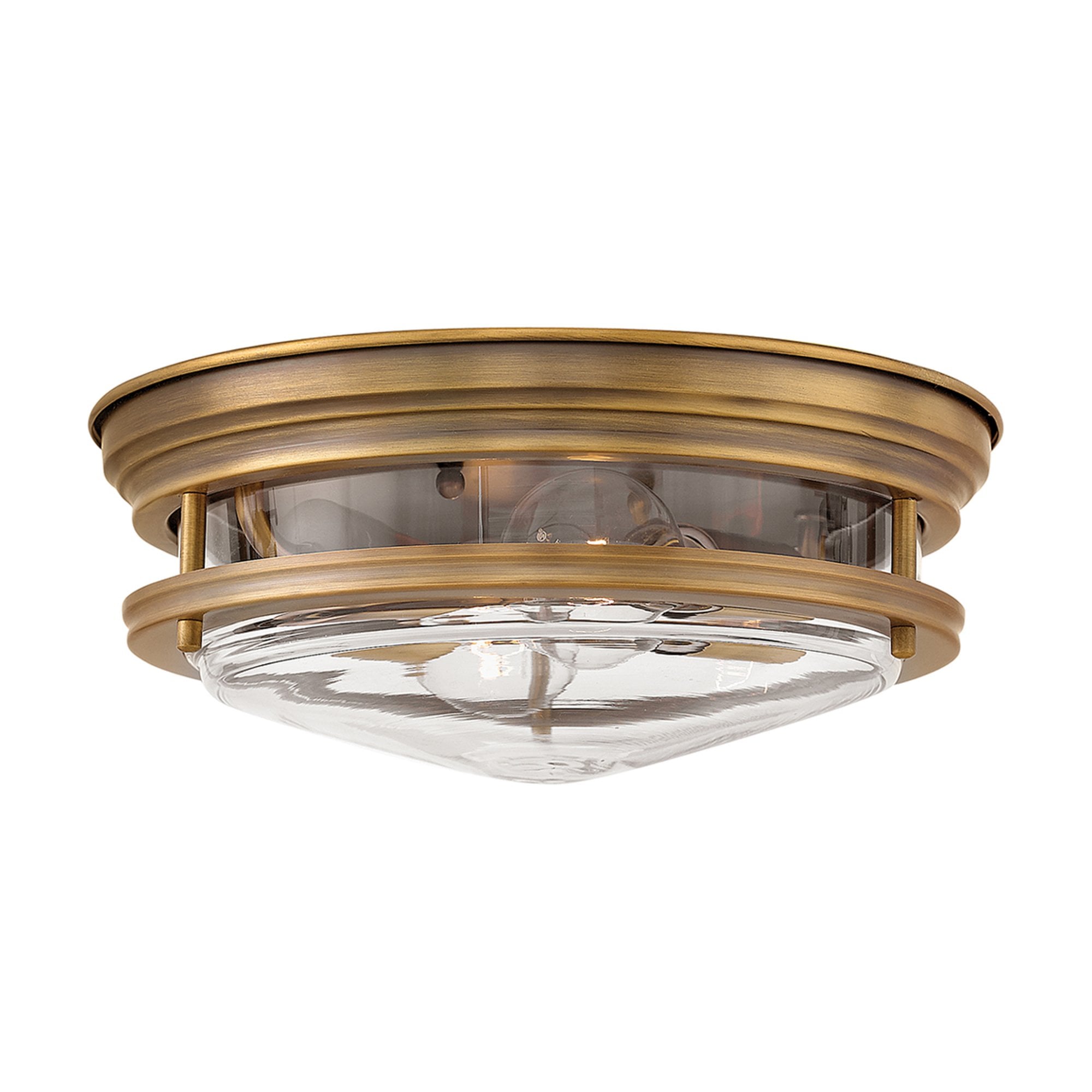 Quintiesse Hadrian 2 Light Bathroom Flush Fitting - Clear Glass - Brushed Bronze