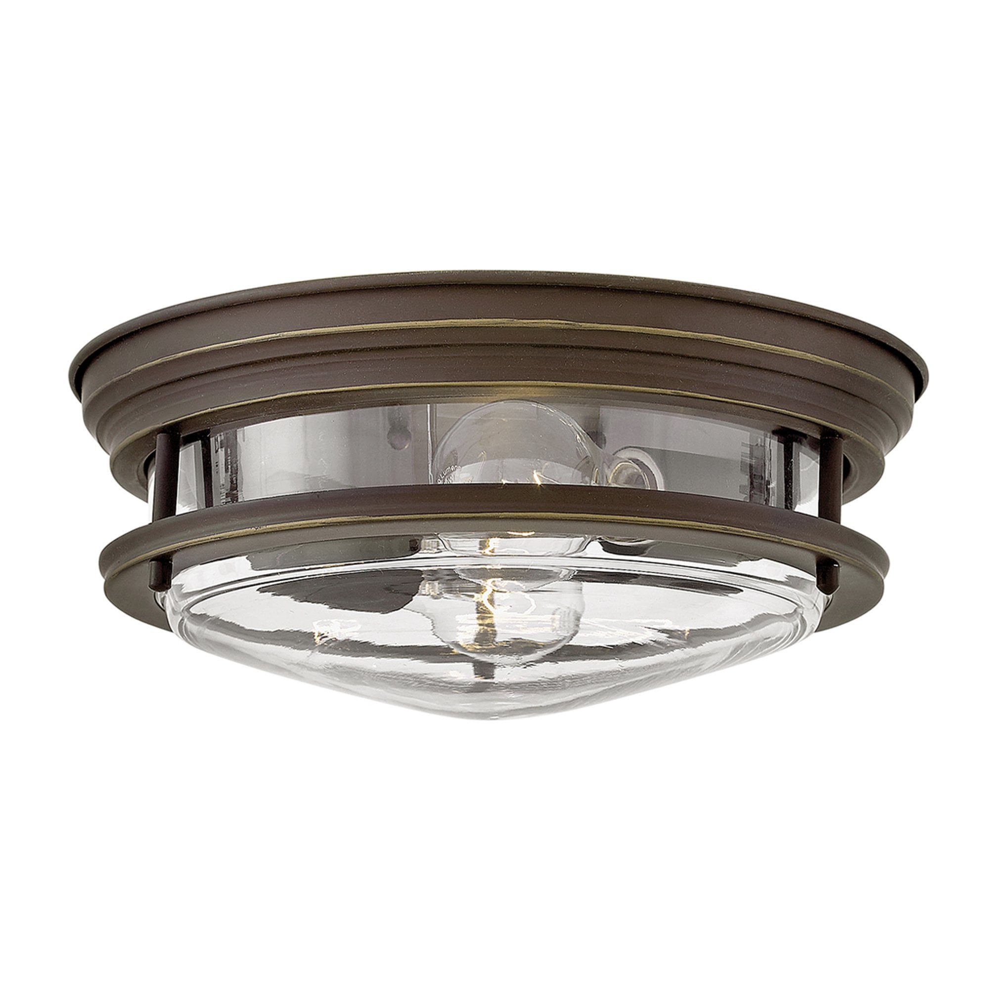 Quintiesse Hadrian 2 Light Bathroom Flush Fitting - Clear Glass - Oil Rubbed Bronze
