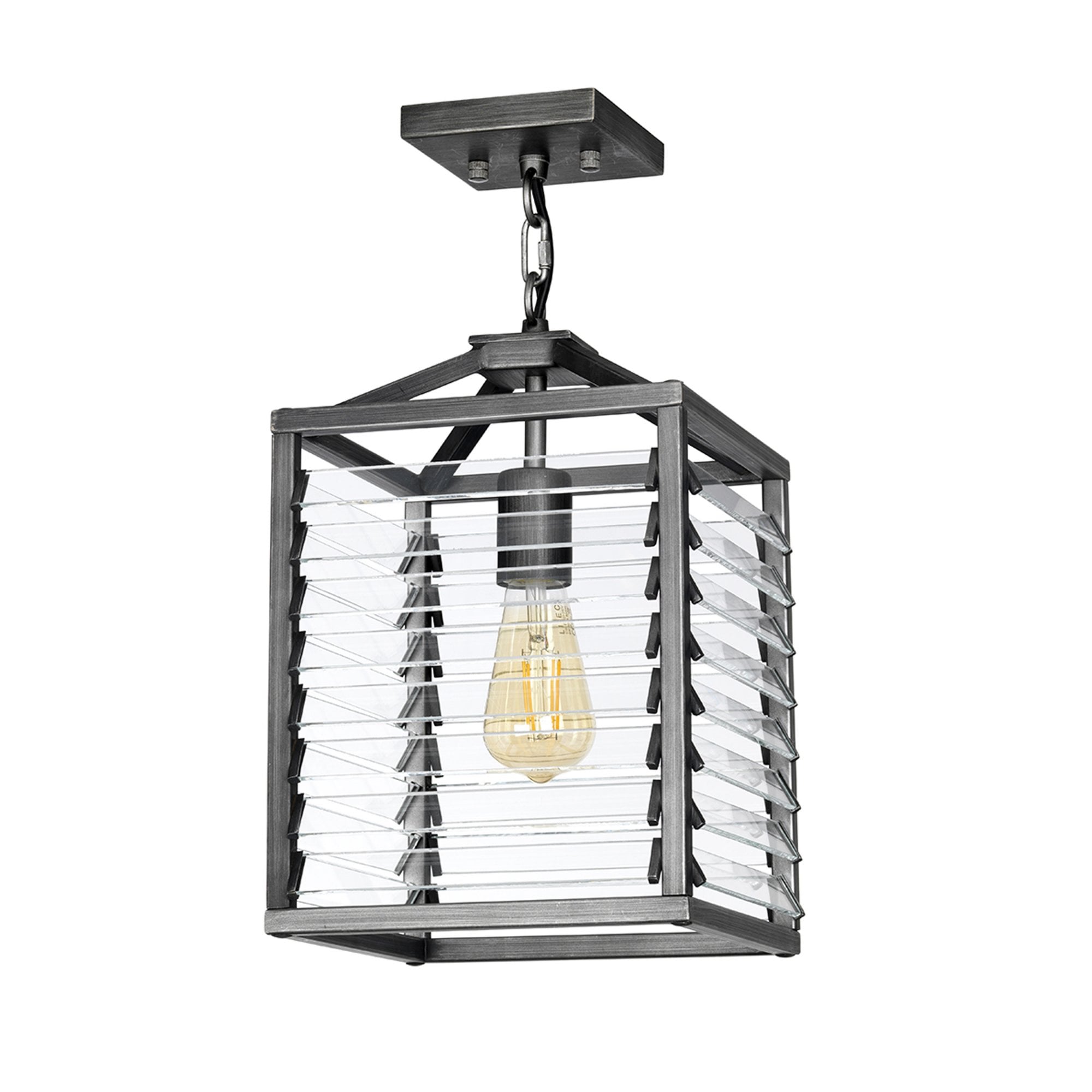 Elstead Louvre Single Pendant - Painted Gunmetal