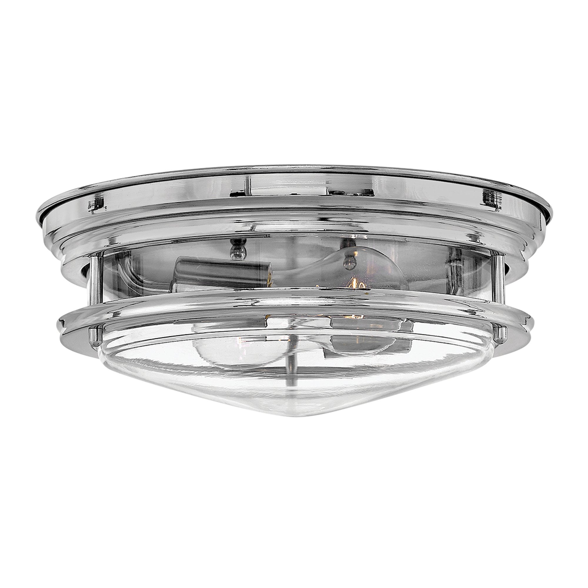 Quintiesse Hadrian 2 Light Bathroom Flush Fitting - Clear Glass - Chrome