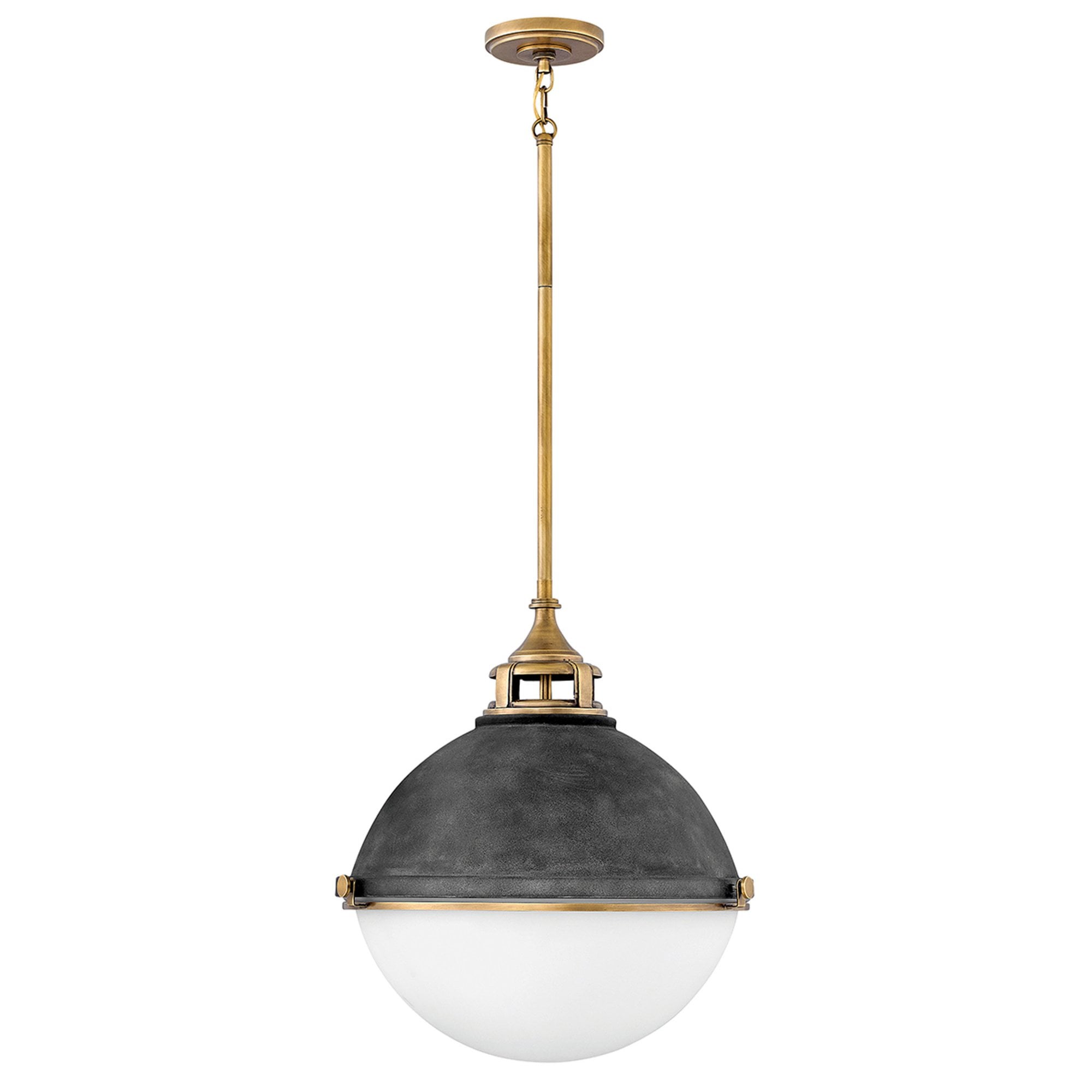 Quintiesse Fletcher 3 Light Pendant - Aged Zinc with Heritage Brass