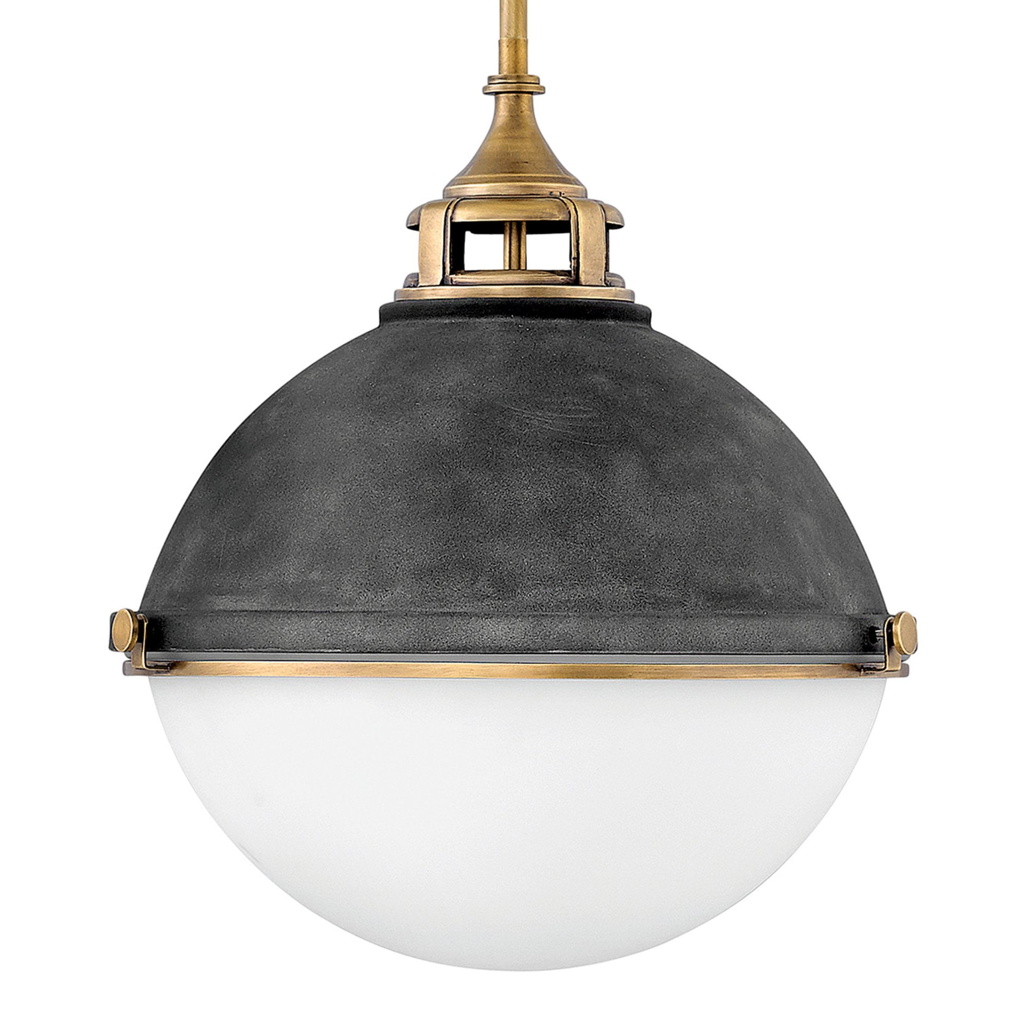 Quintiesse Fletcher 3 Light Pendant - Aged Zinc with Heritage Brass