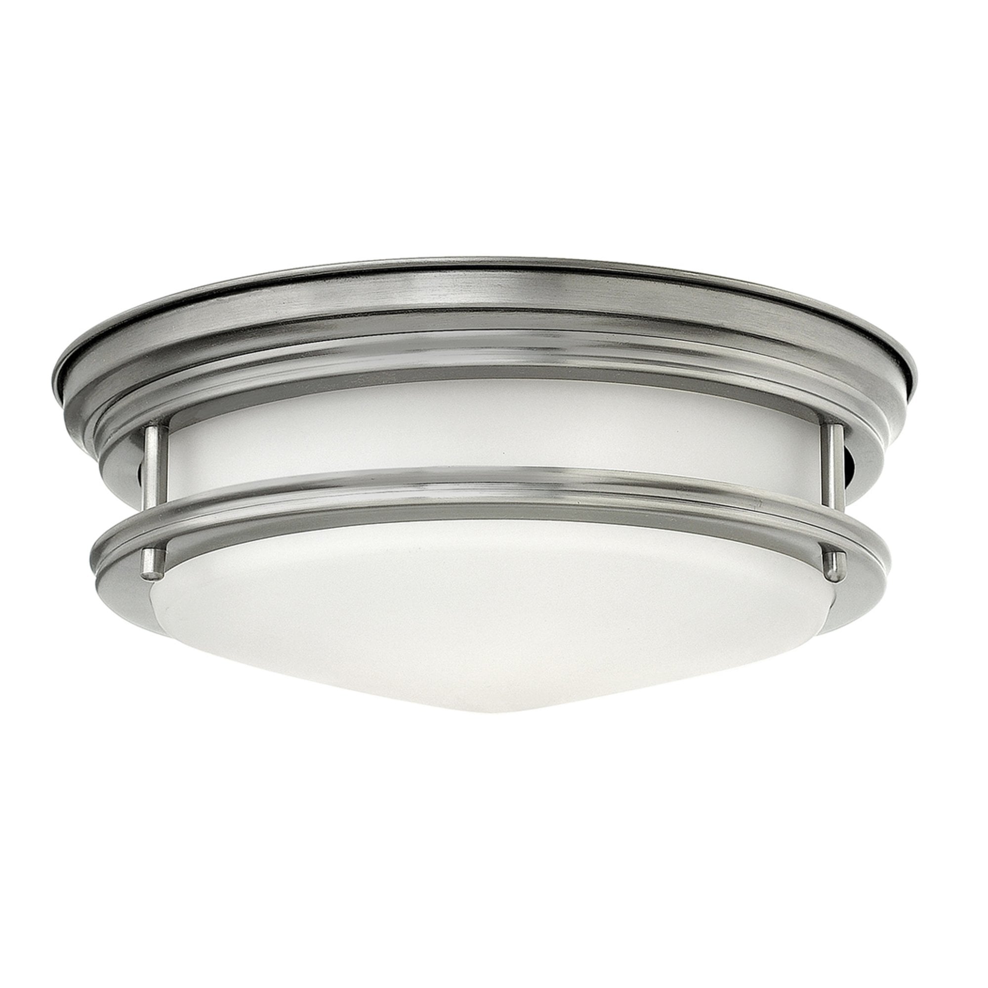 Quintiesse Hadrian 2 Light Bathroom Flush Fitting - Opal Glass - Antique Nickel