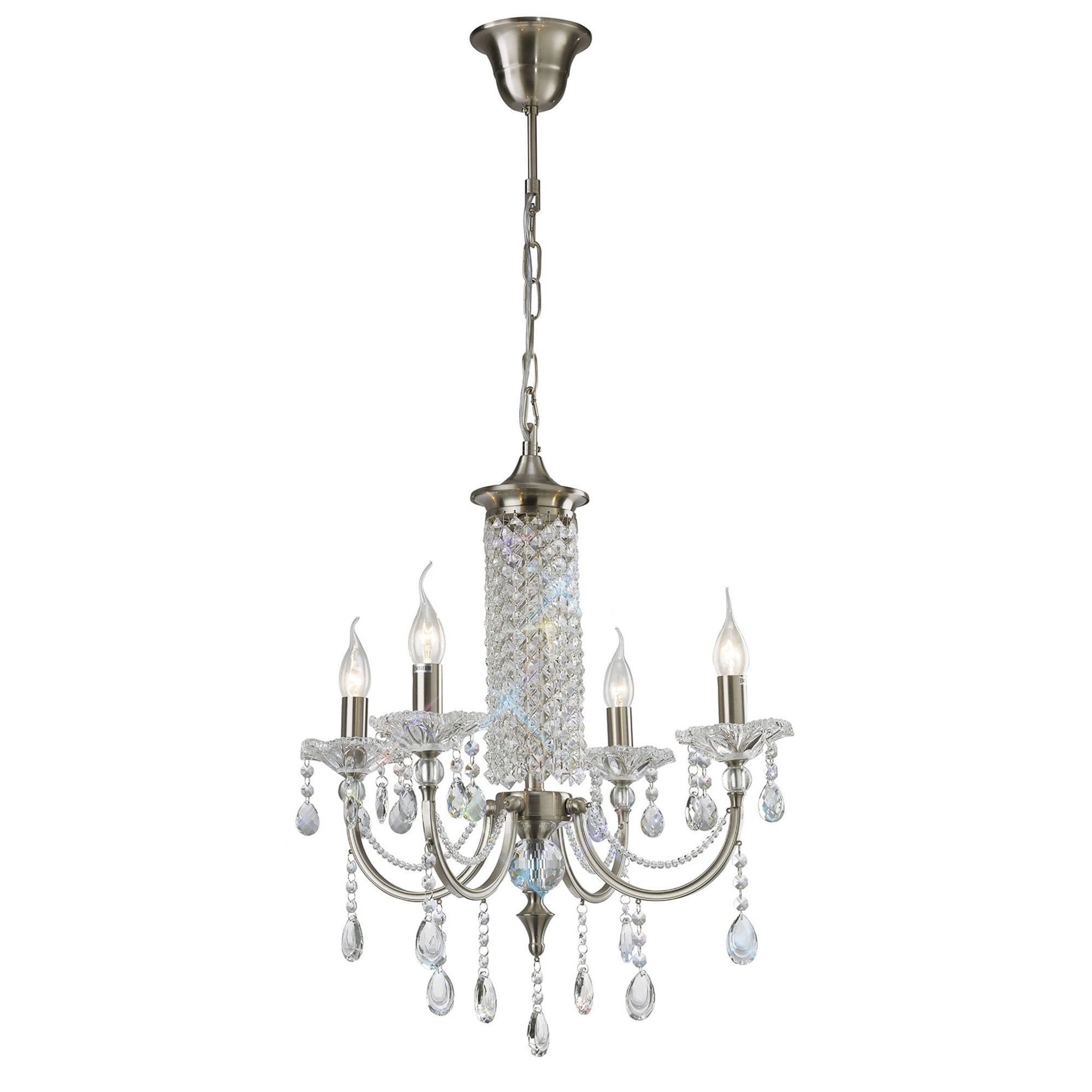 Diyas IL32084 Leana Pendant 4 Light Satin Nickel/Crystal